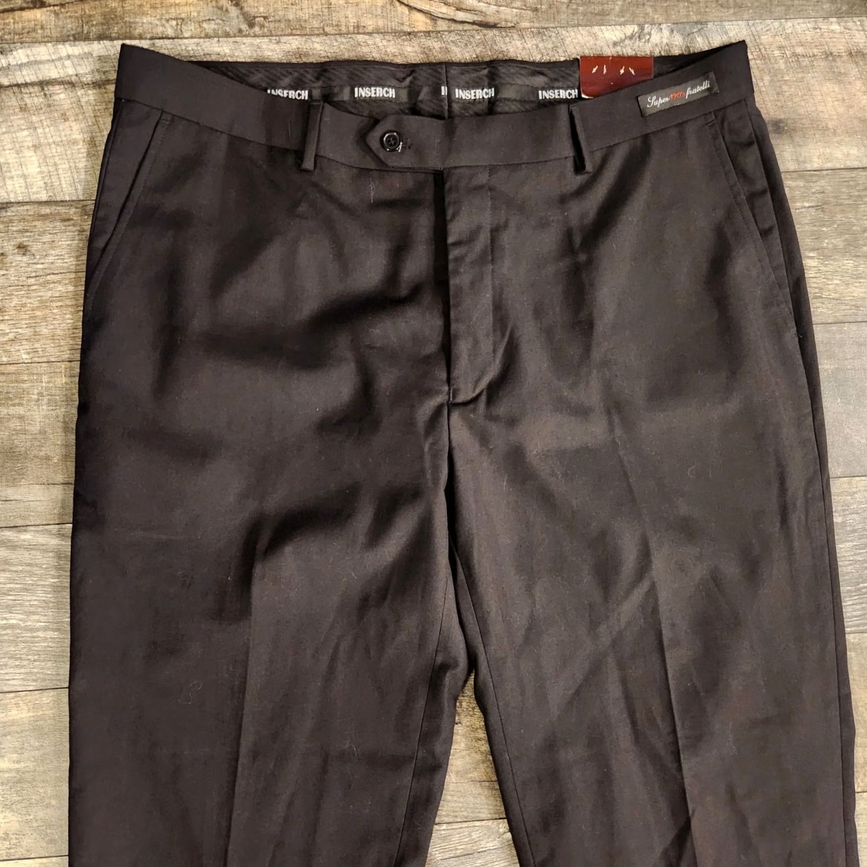 Vintage Inserch Super 120s Fratelli Pants Black 40x32 Slacks Mens Size US 40 / EU 56 - 3 Thumbnail