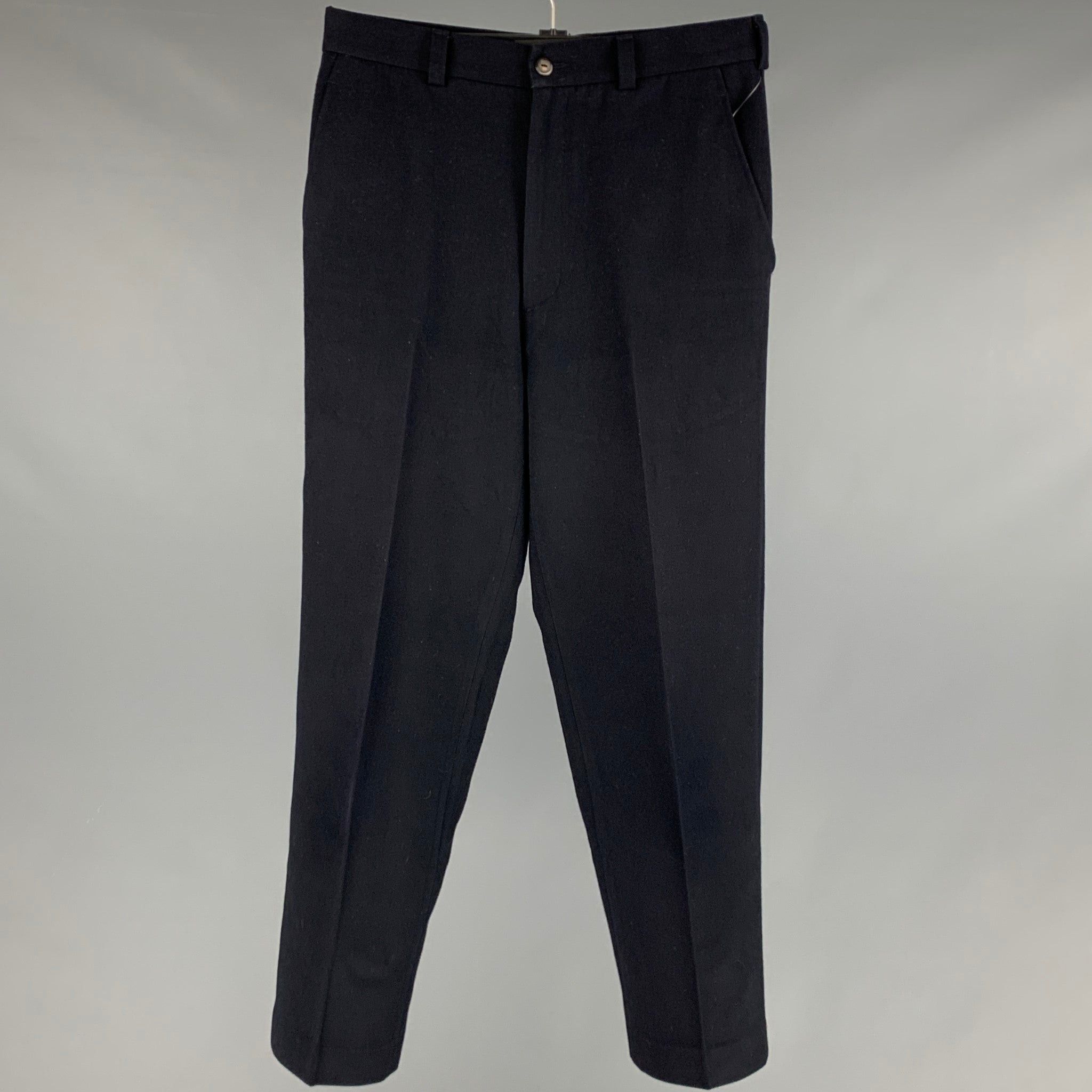 image of Balmain Black Polyester Rayon Flat Front Dress Pants, Men's (Size 32)