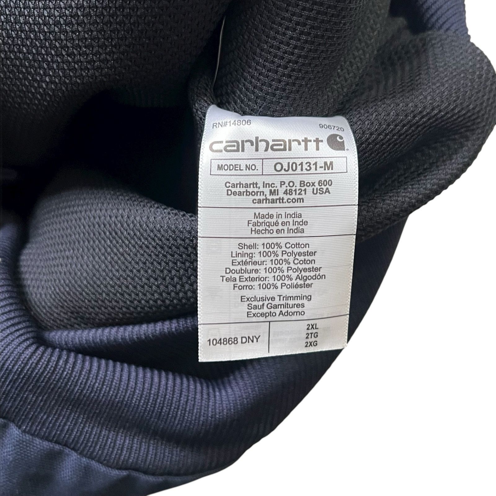 Carhartt Carhartt Loose Fit Duck Hooded Work Jacket 2XL Navy Blue Size US XXL / EU 58 / 5 - 4 Thumbnail