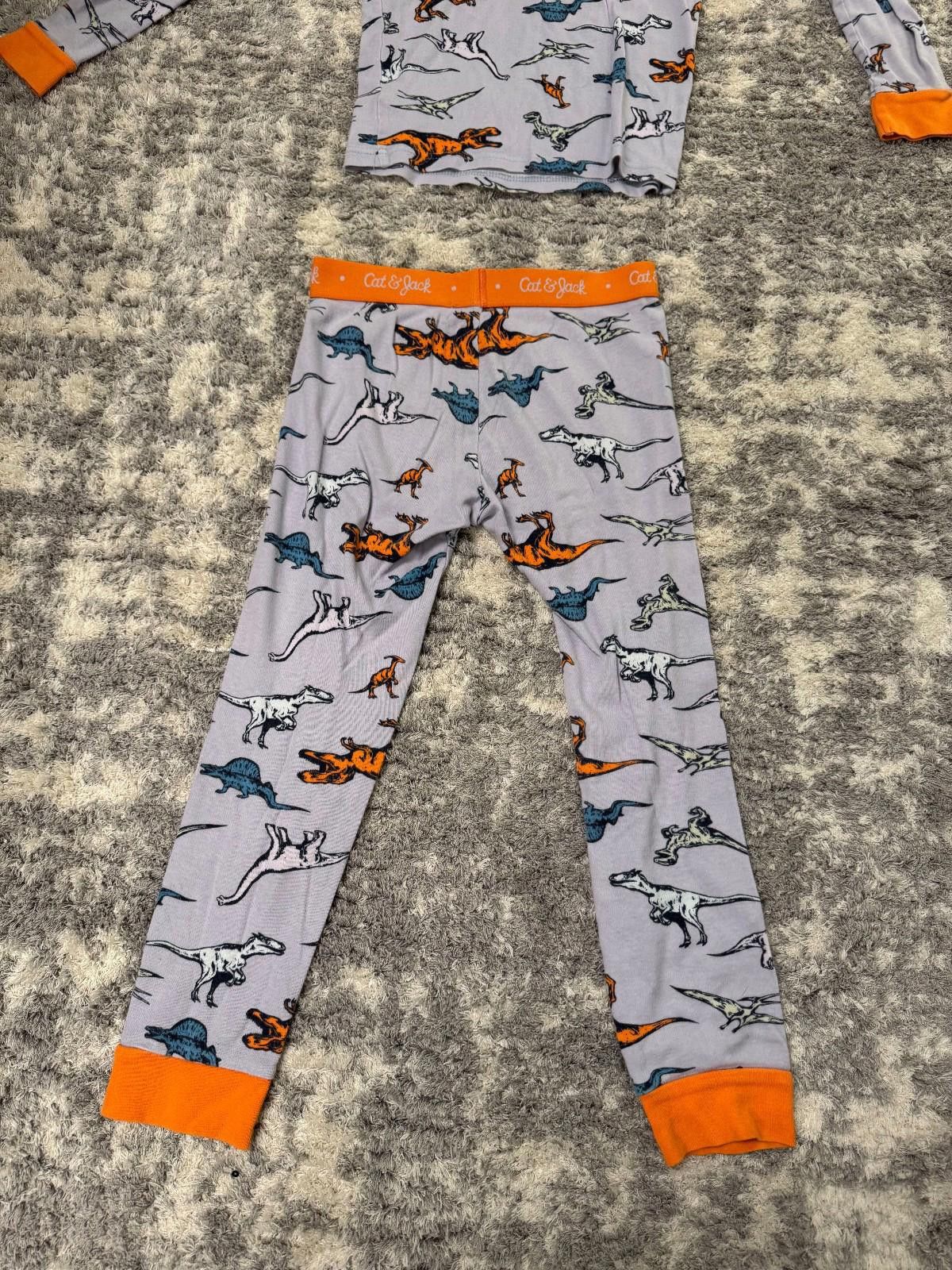 Other Cat & Jack Boys Pajama Set Sz 8 Dinosaur Gray & Orange 2pc Size ONE SIZE - 8 Thumbnail
