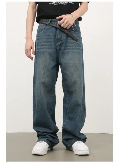 Anime × Japanese Brand × Jean Pants Vintage washed men's loose straight wide-leg jeans Size US 32 / EU 48 - 1 Thumbnail