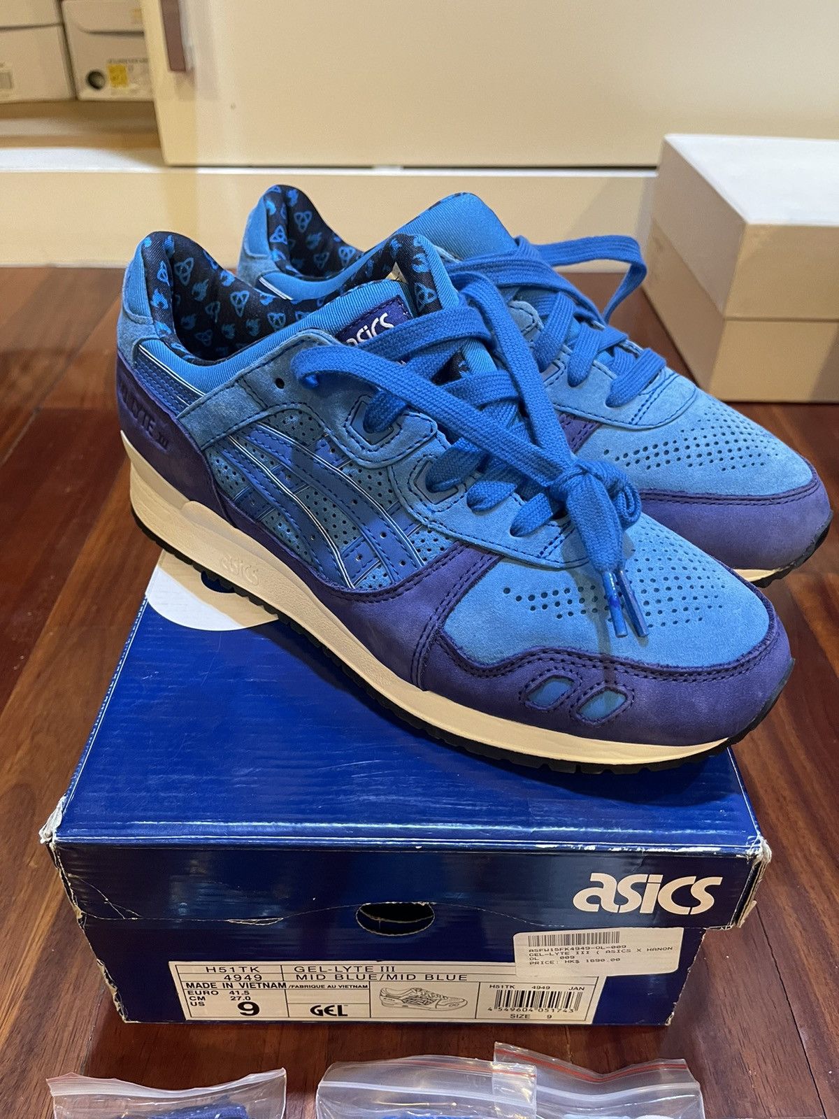 image of New!!! Hanon X Asics Gel Lyte 3 Shoes in Blue, Men's (Size 9)