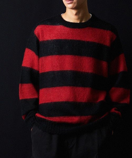 Number (N)ine number nine MOHAIR WIDE STRIPED KNIT Sweater Size US XL / EU 56 / 4 - 3 Thumbnail