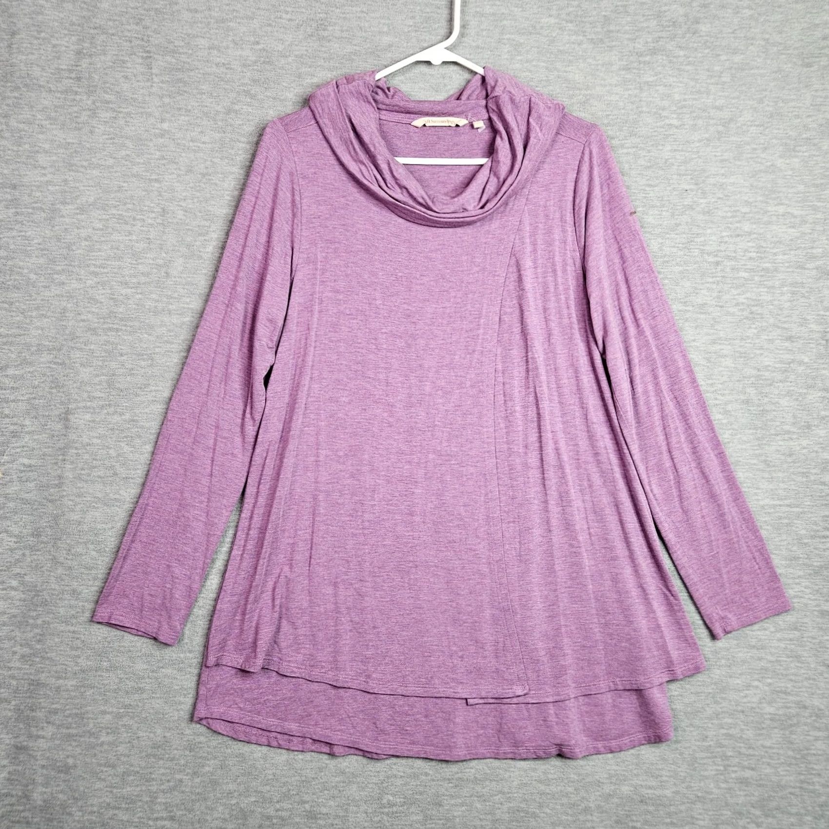 Soft Surroundings Soft Surroundings Lisabetta Grape Heather Purple Cowl Neck Layer Shirt Size M Blacklist? Size M / US 6-8 / IT 42-44 - 2 Thumbnail