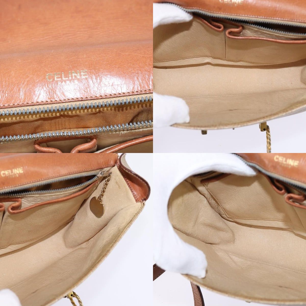 Celine CELINE Macadam Canvas Shoulder Bag Pvc Beige Gold Size ONE SIZE - 12 Thumbnail
