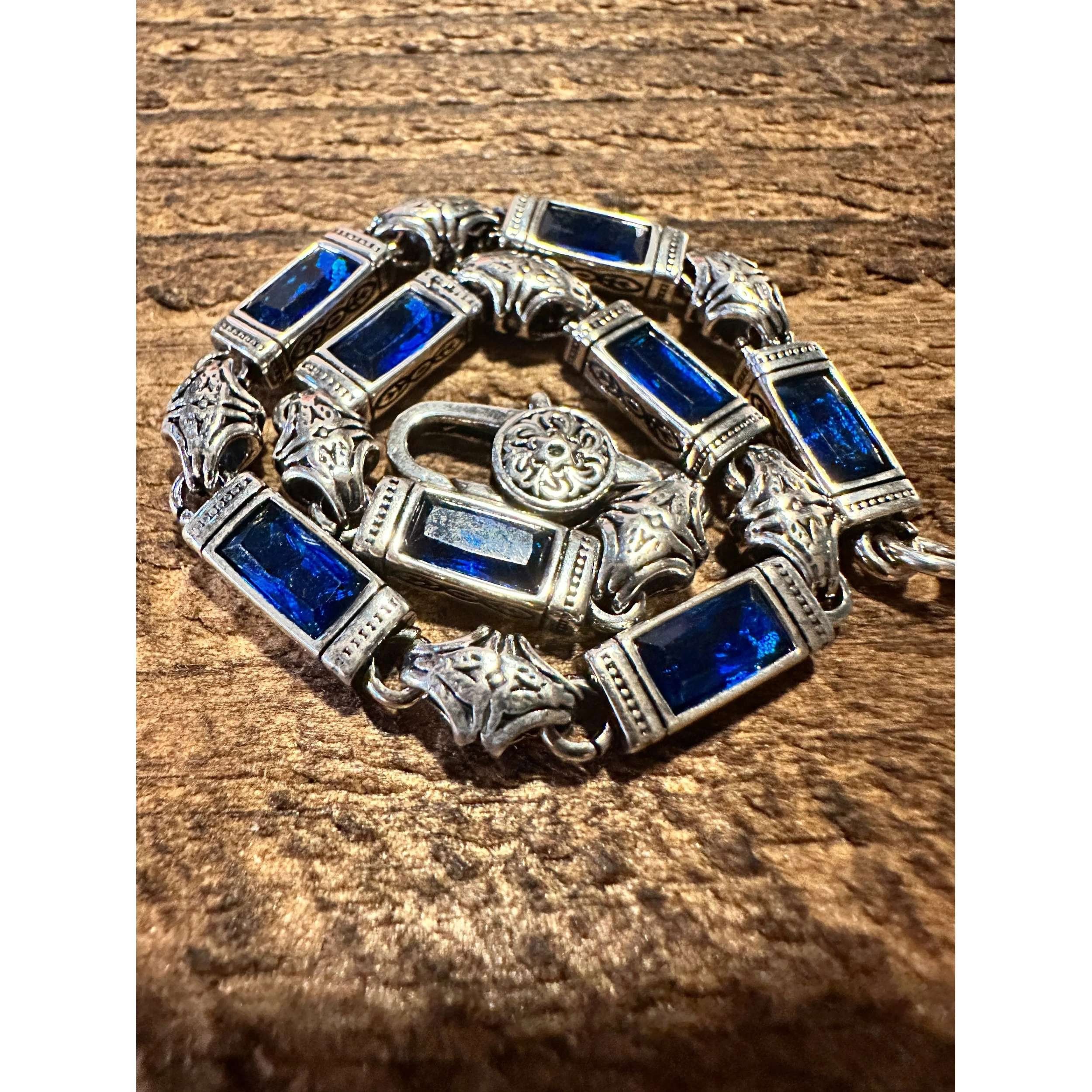 Other Boho Chic Woven Link Blue Crystal CZ Silver Bracelet, Lobste Size ONE SIZE - 7 Thumbnail