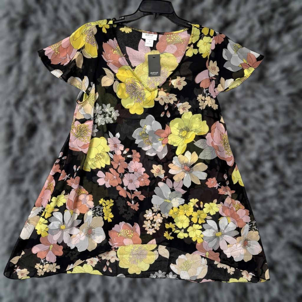 Avenue Avenue Studio Dress 16 Floral Emilia OverlayGarden Party A Line Dark Romantic Size XXL / US 16-18 / IT 52-54 - 1 Thumbnail