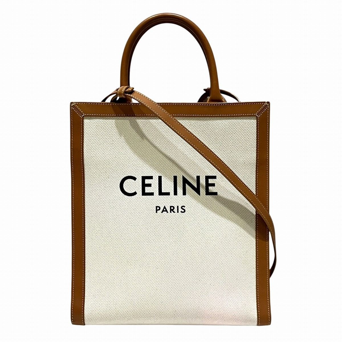 Celine Celine CELINE Vertical Cabas Canvas Leather Tote Bag Textile Tote Bag 192082 DUTY FREE for USA Size ONE SIZE - 1 Thumbnail