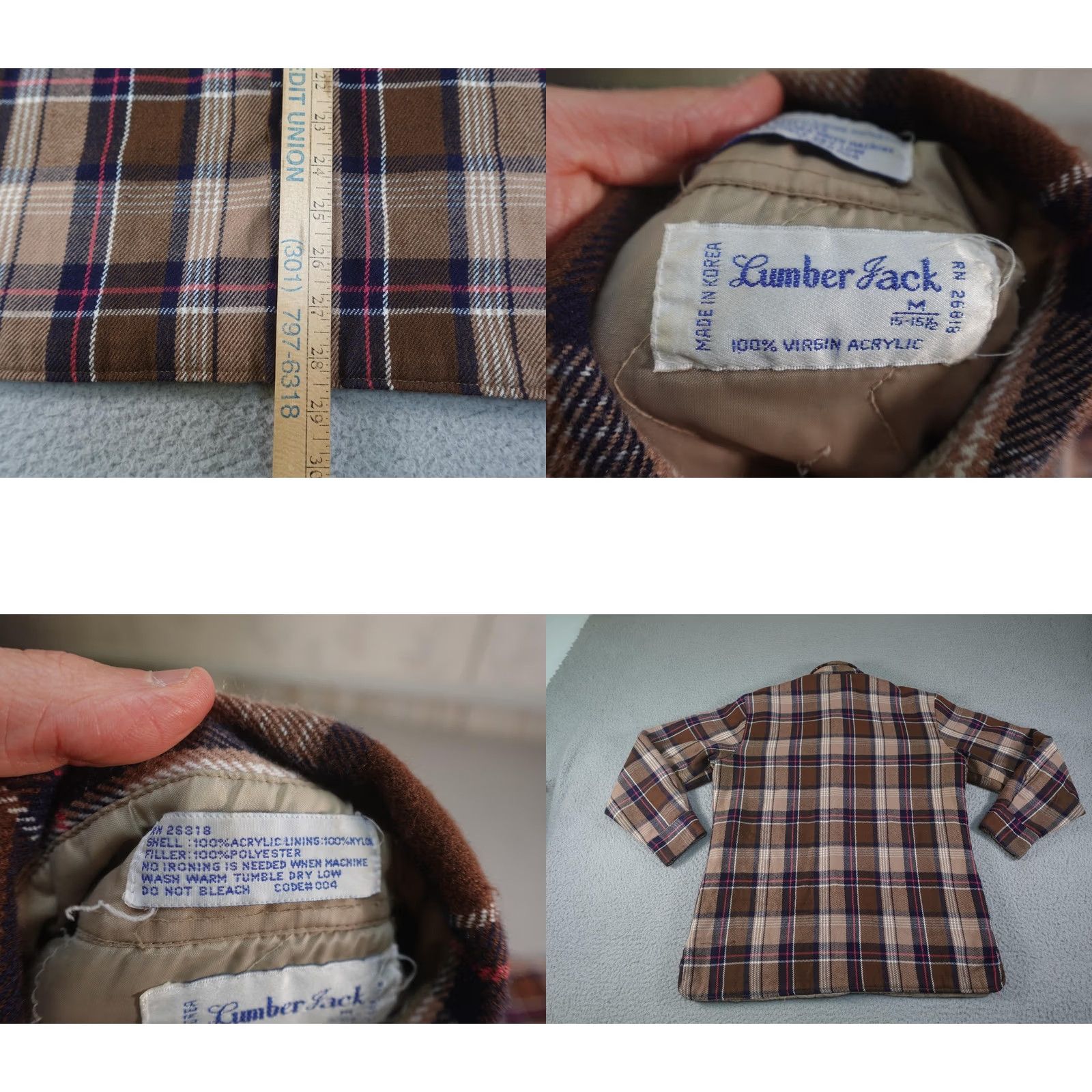 Lumberjack VINTAGE Lumber Jack Shacket Mens M Brown Plaid Quilted Flannel 90s Heavyweight Button-Up Size US M / EU 48-50 / 2 - 8 Thumbnail