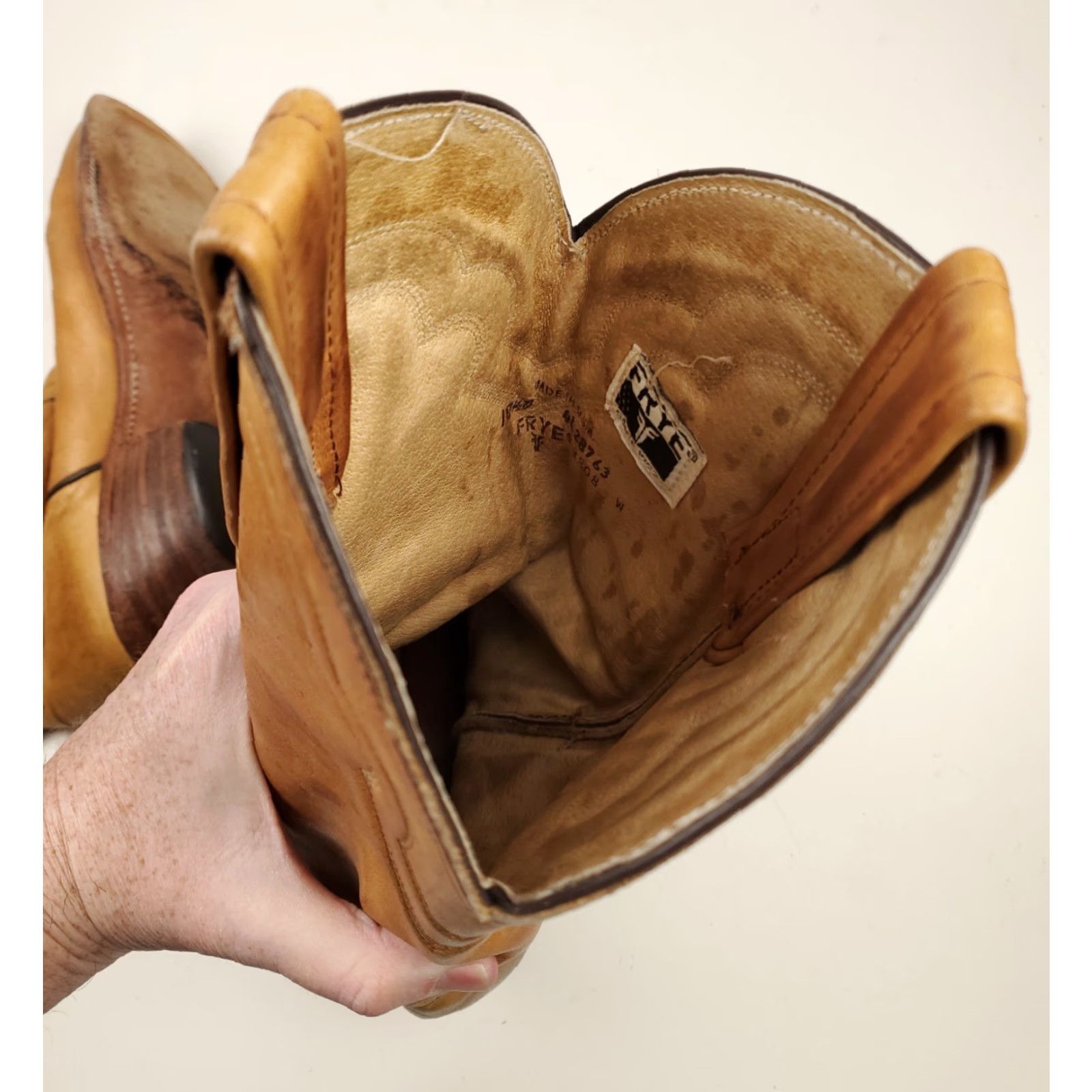 Frye Frye Boots Western Leather 3808 Cowboy Roper Made USA Mens 10.5 D Tan Brown Boots Mens Western Leather 3808 Frye US 10.5 D Size US 11 / EU 44 - 7 Thumbnail