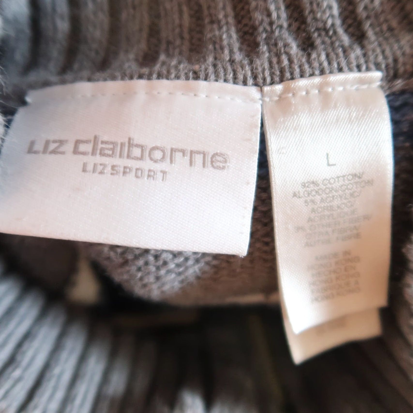 Liz Claiborne VINTAGE Liz Claiborne Cardigan Sweater Stripe Zip Grey Blue L Womens Long Sleeve Knit Fall Spring Winter Cashmere? Wait cannot add. Size L / US 10 / IT 46 - 5 Thumbnail