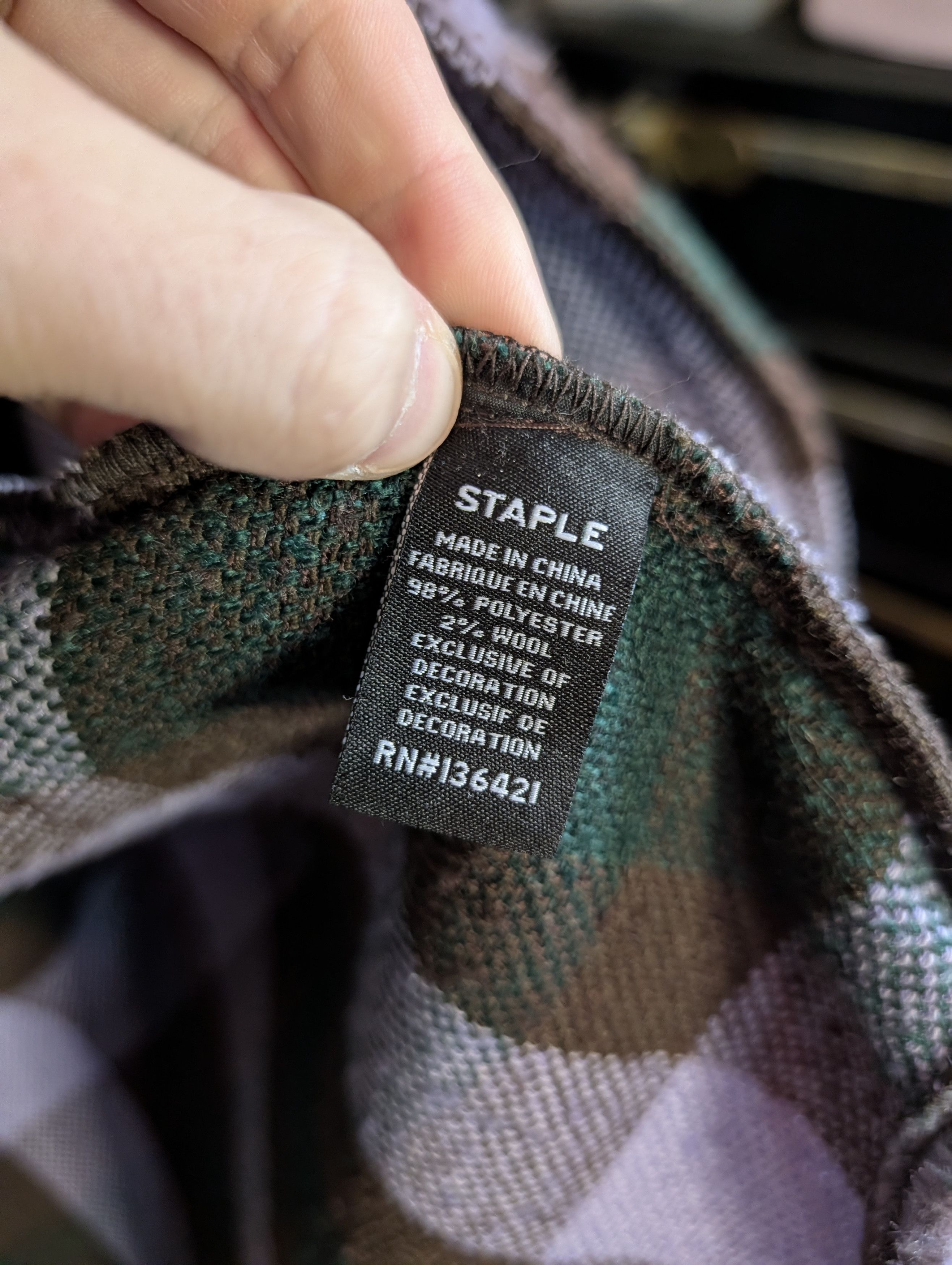 Staple Purple/Brown Plaid Fuzzy CPO Jacket sz L Size US L / EU 52-54 / 3 - 10 Thumbnail