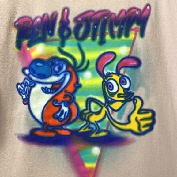 Nickelodeon Nickelodeon Ren and Stimpy Shirt Mens Large Short Sleeve Crewneck Graphic Pink Size US L / EU 52-54 / 3 - 3 Thumbnail