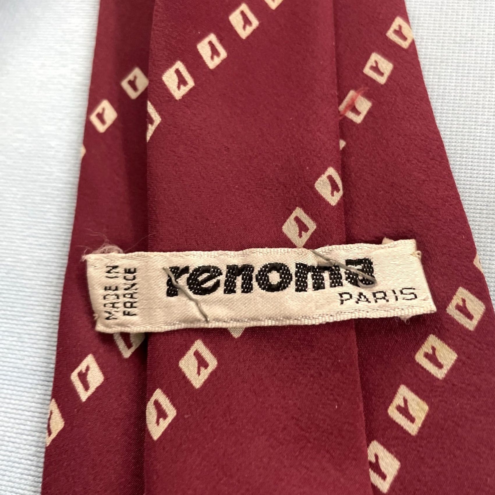 Vintage Renoma Paris France Silk Tie Red White R Motif Abstract Repp Stripe vtg 4x59 Capsule Wide Necktie Size ONE SIZE - 5 Thumbnail
