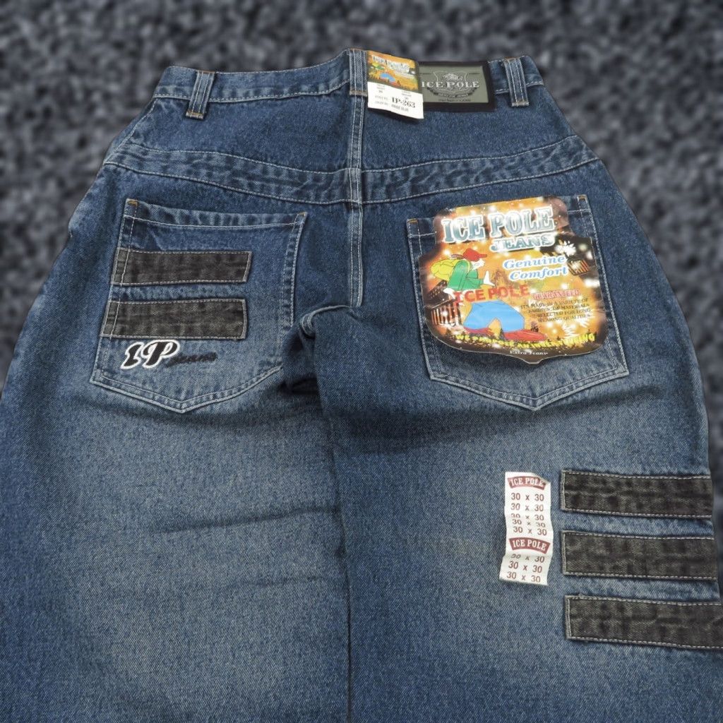 Poler VINTAGE Ice Pole Baggy Jeans Men 30x30 Y2K Embroidered Skater Grunge Wide-Leg VTG 5-Pocket Denim Blue Jeans Mens Size US 30 / EU 46 - 1 Thumbnail