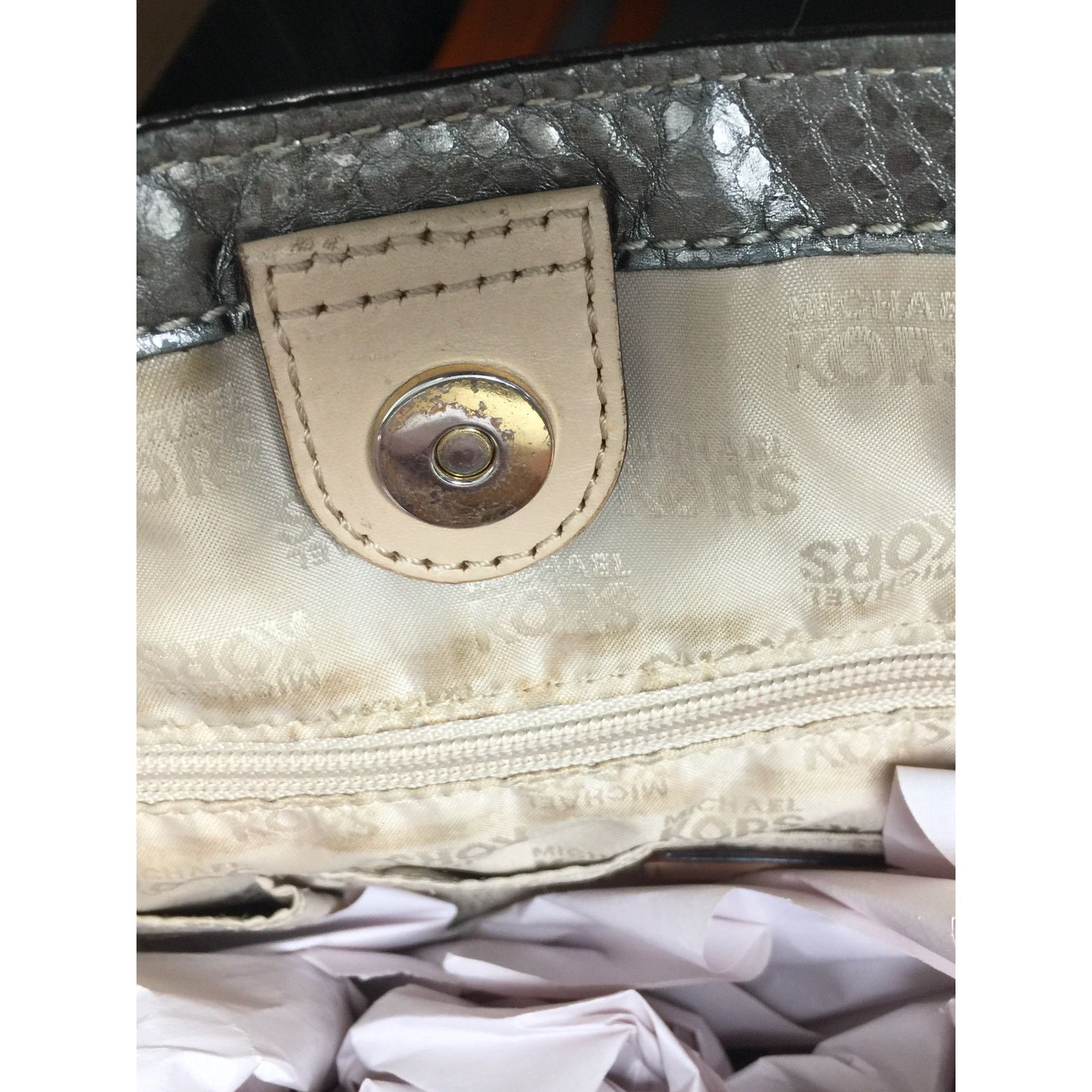 Michael Kors Michael Kors Jet Set Gray Leather Python Embossed Tote Bag Size ONE SIZE - 17 Thumbnail