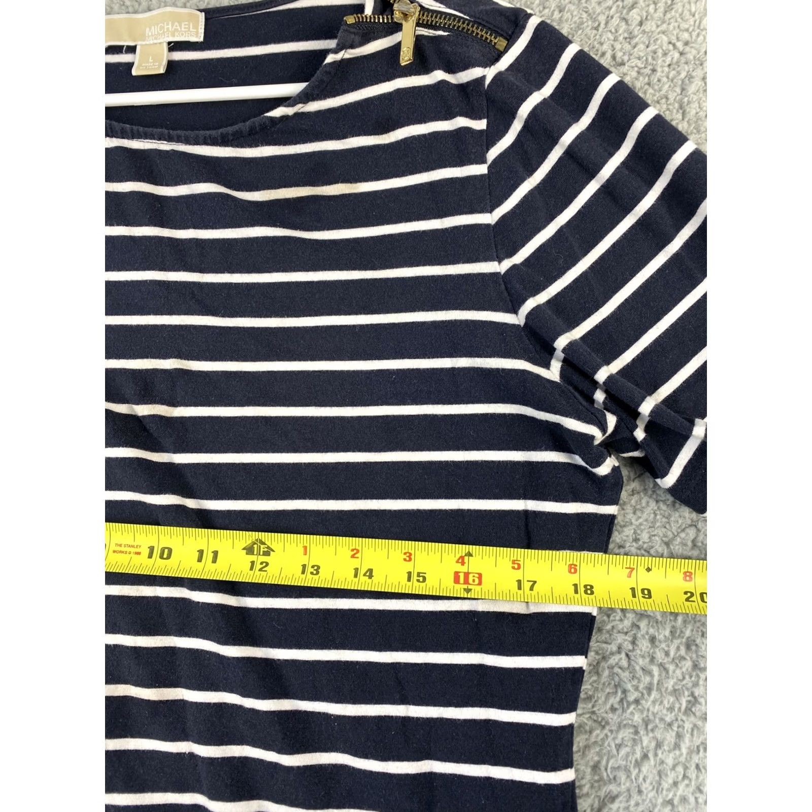 Michael Kors Michael Kors T Shirt Women’s Blue Gold Zip Cotton Size Large/ 37-12 Size L / US 10 / IT 46 - 5 Thumbnail