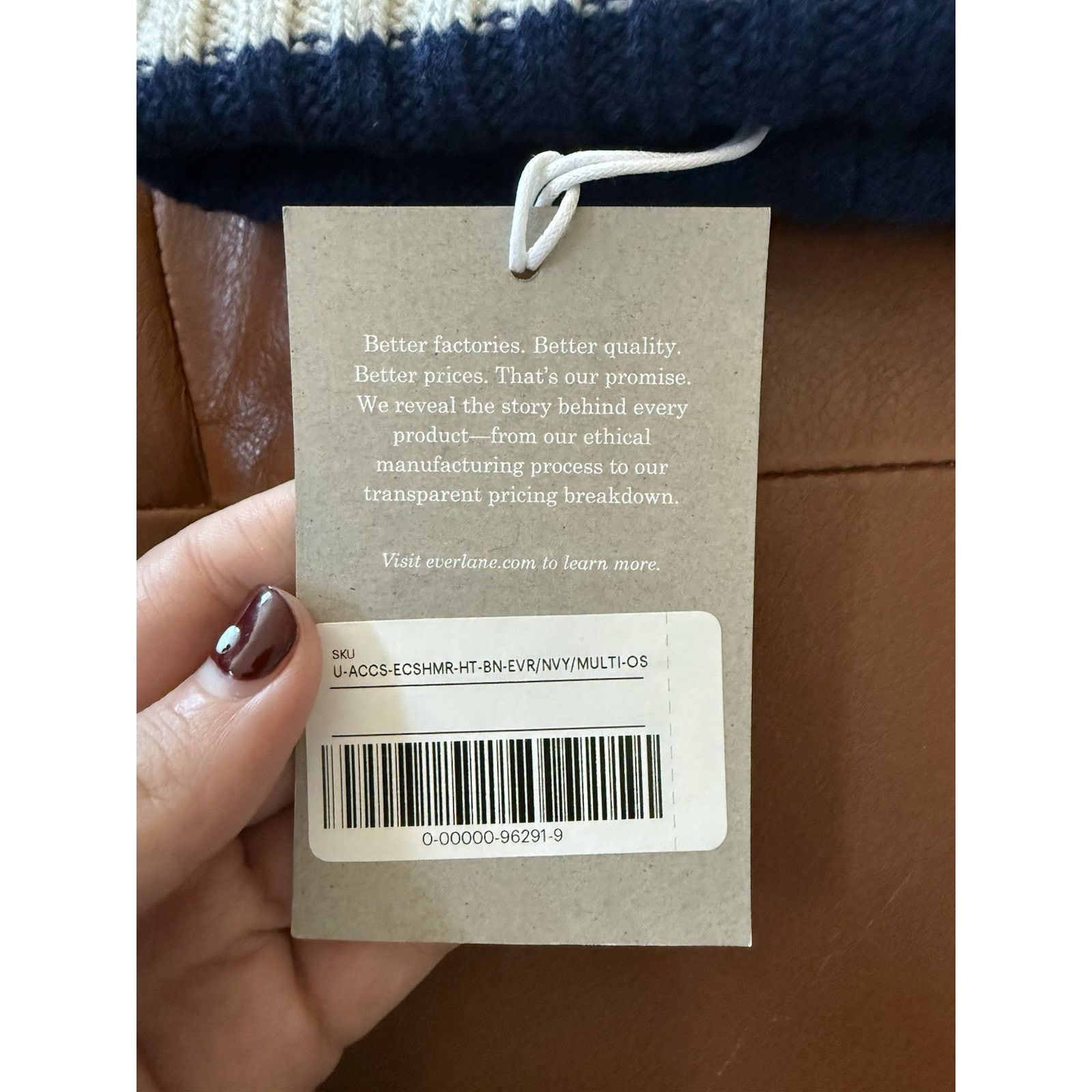 Everlane NWT EVERLANE Beanie Hat Cashmere Wool Striped Green Blue OS Size ONE SIZE - 4 Thumbnail