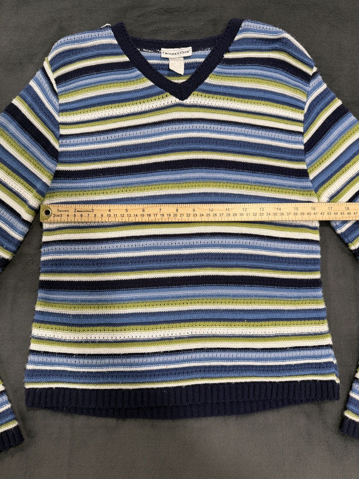 Other Vintage Croquet Club Women Striped Knit Sweater Made In USA Size L / US 10 / IT 46 - 6 Thumbnail