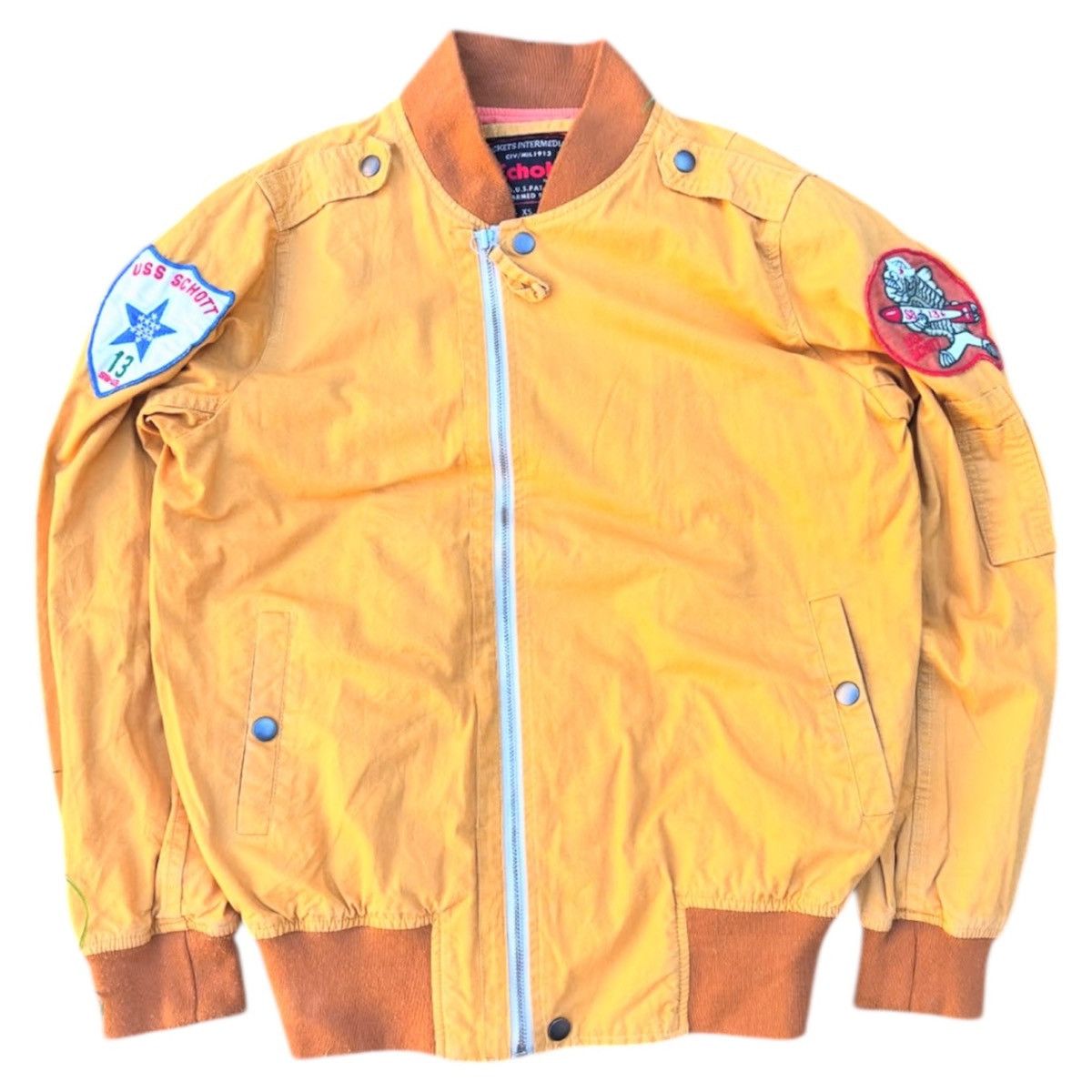 Schott 2000s Archival Schott NYC Asymmetric Patch Bomber Jacket y2k Size US M / EU 48-50 / 2 - 1 Thumbnail