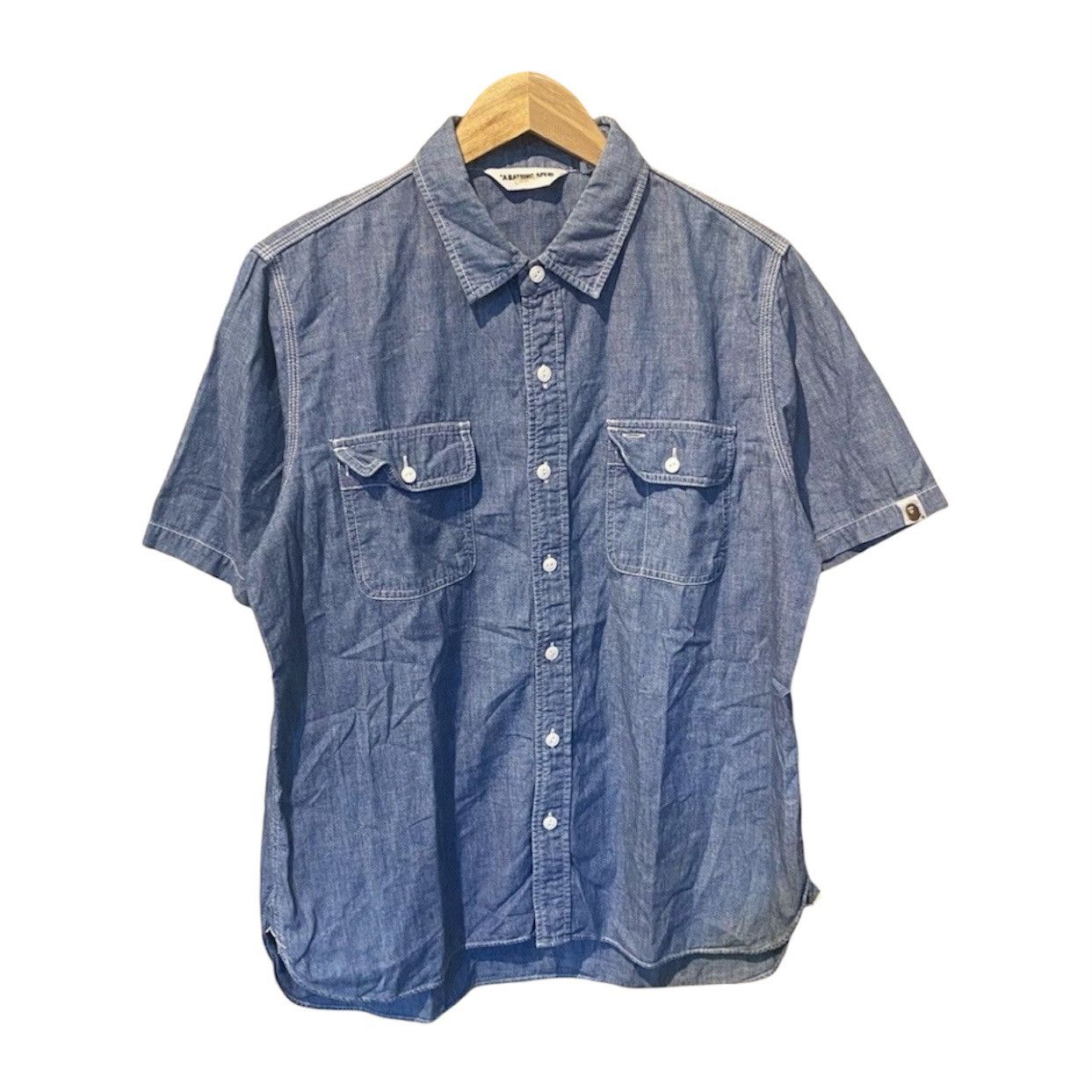 Bape Bape A Bathing Ape Rare Selvedge Chambray Denim Work Shirt Size US L / EU 52-54 / 3 - 1 Thumbnail