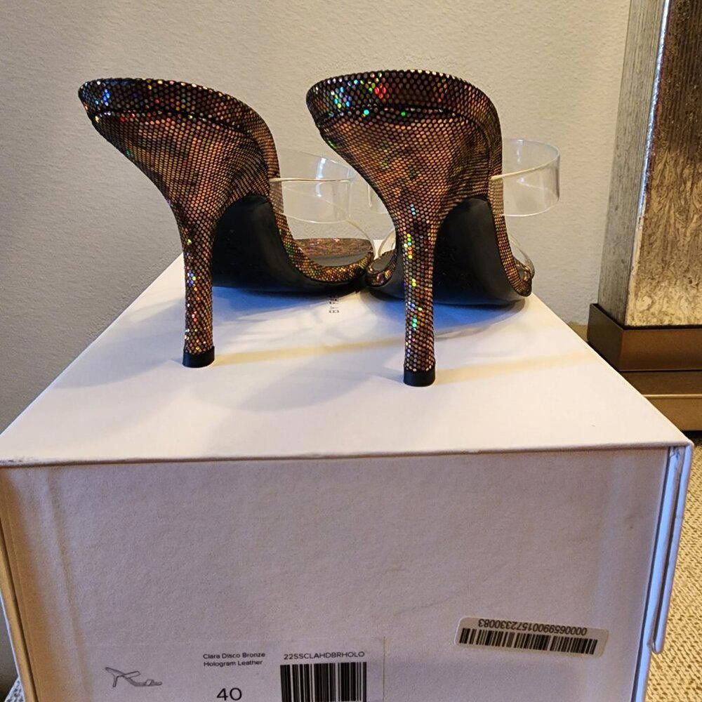 By Far BY FAR Clara Disco Bronze Hologram Leather Slide Sandal Size US 7.5 / IT 37.5 - 5 Thumbnail