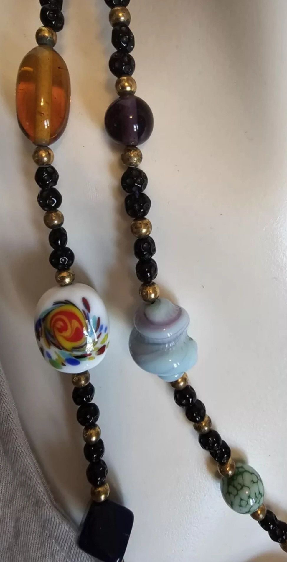 Handmade Antique Vintage 53" Lampwork Glass Beads Flapper Necklace Size ONE SIZE - 11 Thumbnail