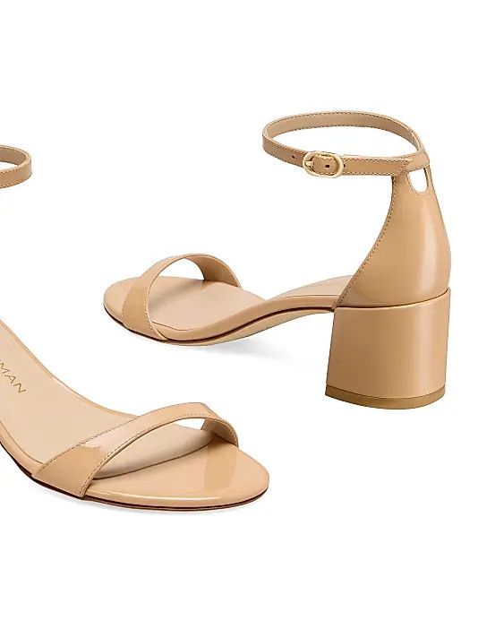 Stuart Weitzman os11x0126 Nudist 50mm Patent Leather Sandals in Beige Size US 7 / IT 37 - 4 Thumbnail