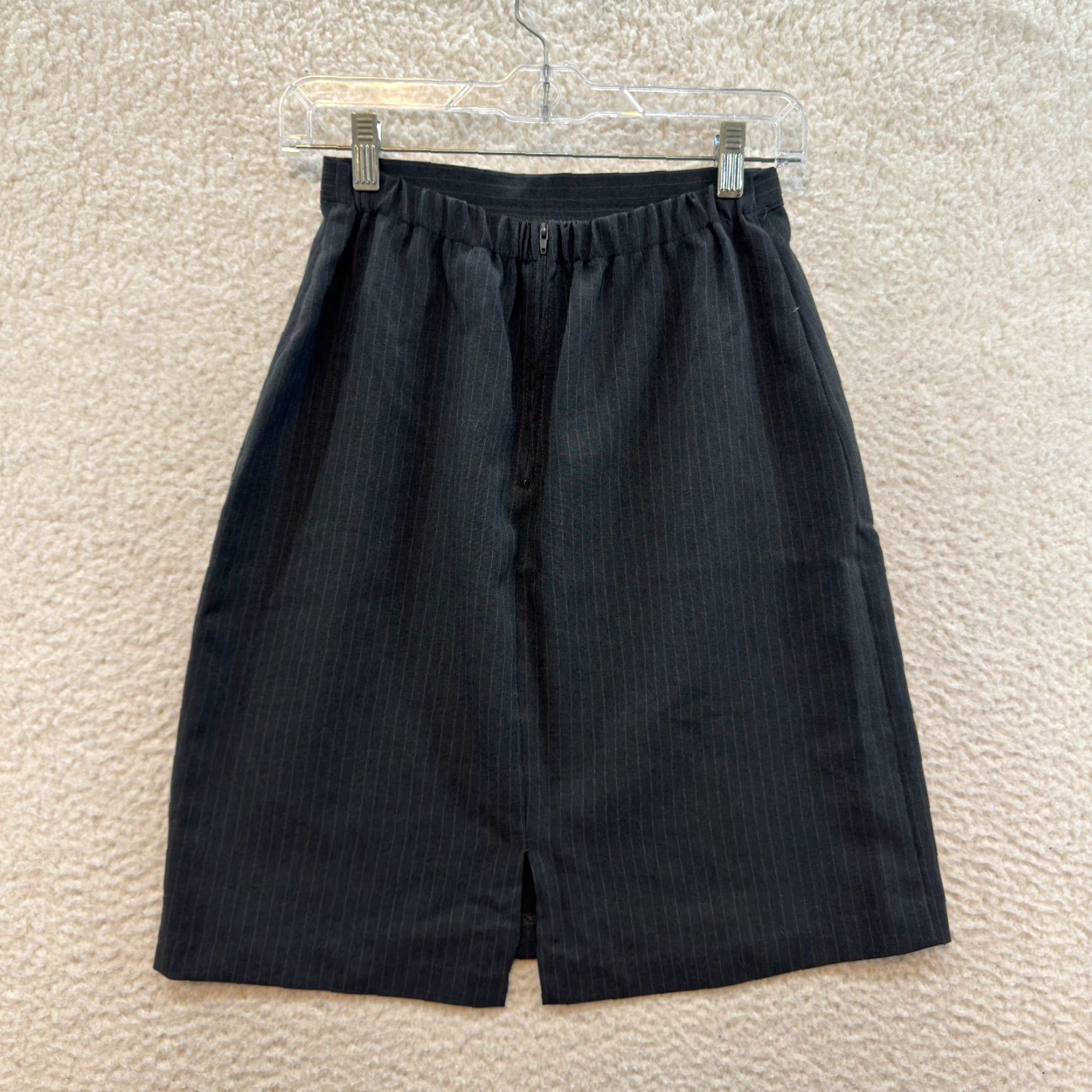 Vintage VINTAGE 90s Y2K Knee Pencil Skirt 8 Medium Grey Pinstripe Office Fairy Corpcore Womens Size 30" / US 8 / IT 44 - 2 Thumbnail