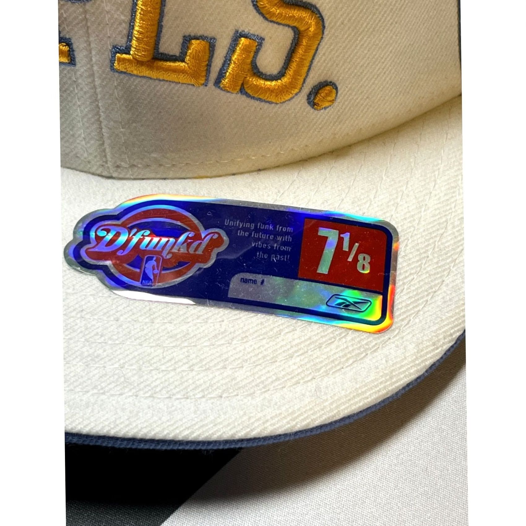 Reebok VINTAGE Reebok Dfunk'd NBA Hardwood Classics Minneapolis Lakers Hat Mens 7 1/8 Yellow White MPLS Fitted Cap Size ONE SIZE - 3 Thumbnail