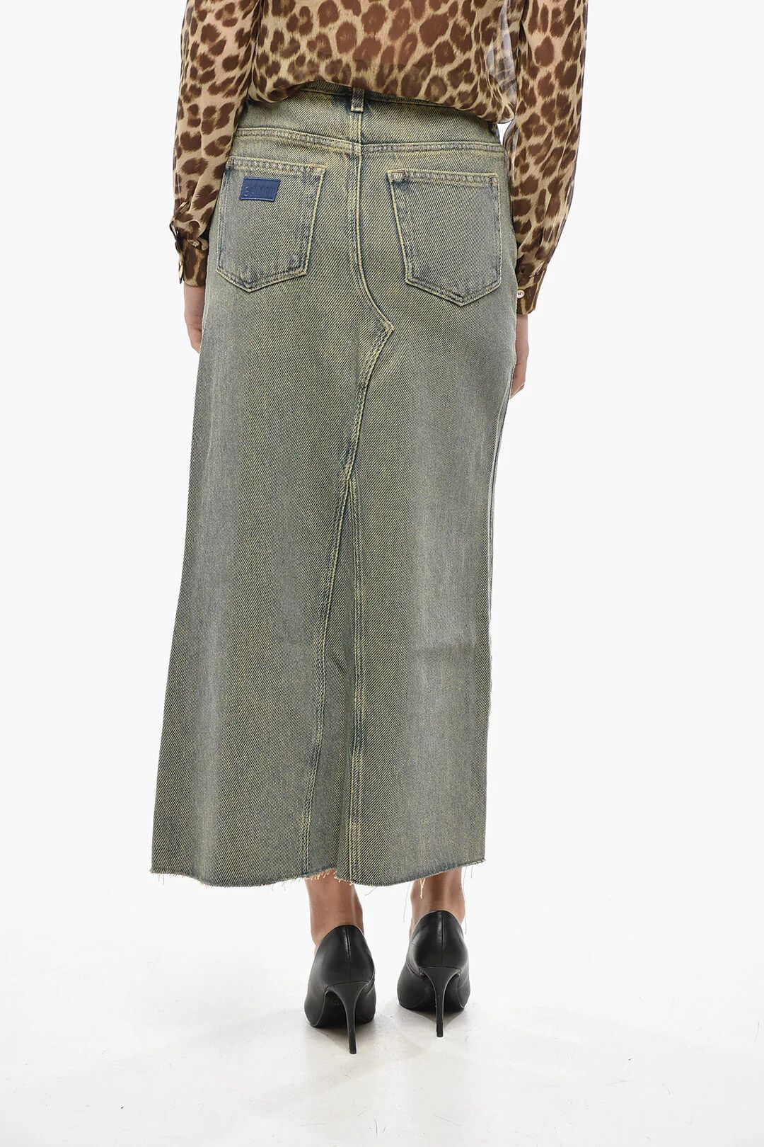 Ganni og1mm0426 Denim Skirt in Beige Size 28" / US 6 / IT 42 - 2 Thumbnail