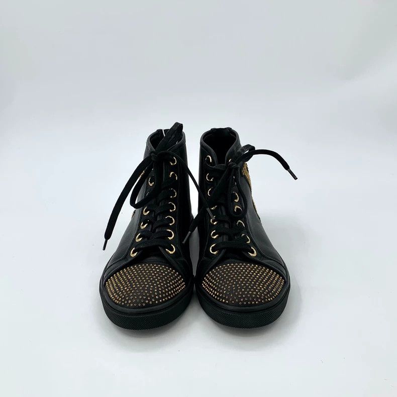Louis Vuitton Louis Vuitton Black metal studded lace-up casual high-tops Size US 5 / IT 35 - 3 Thumbnail