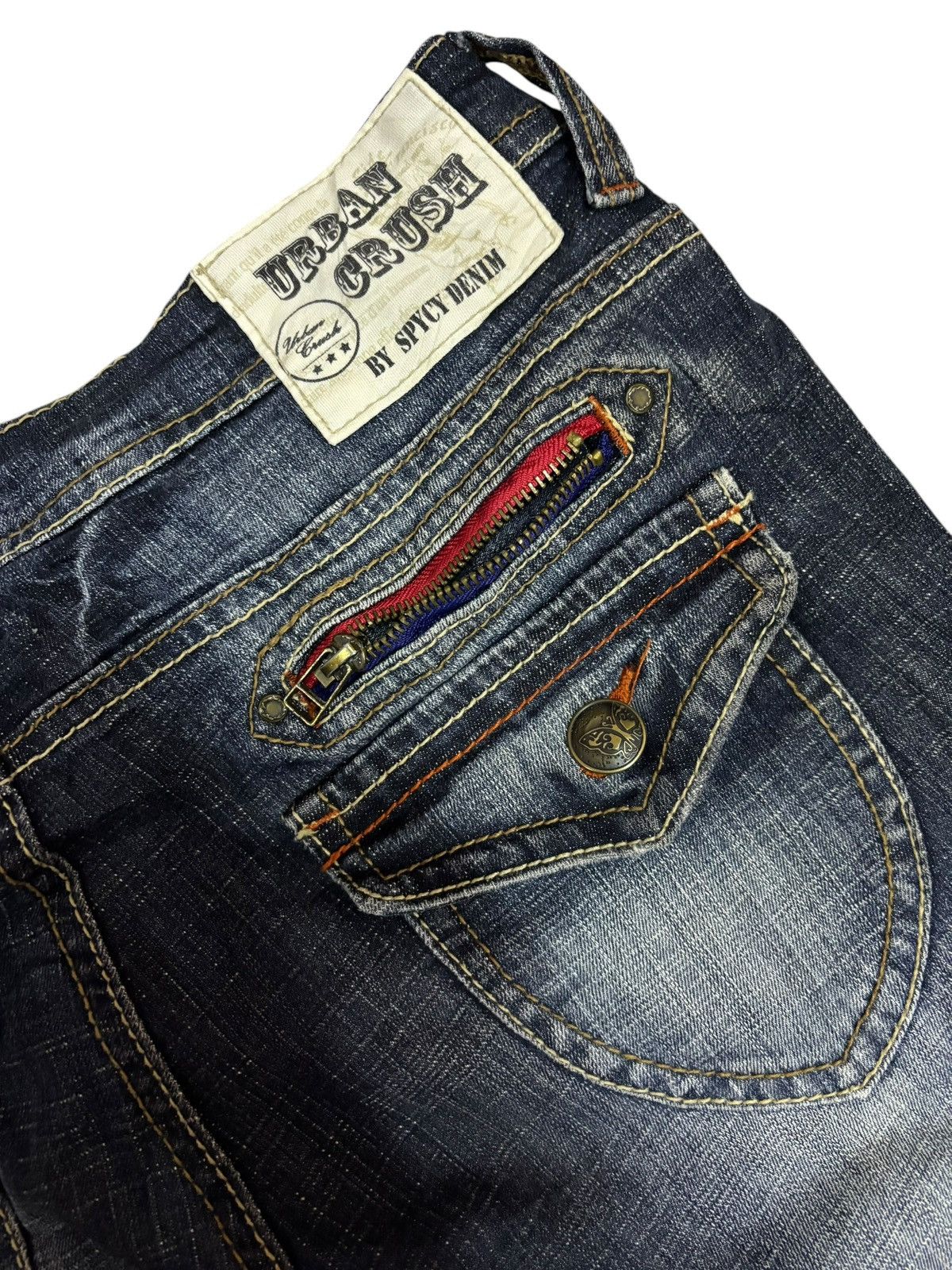 Japanese Brand × Vintage Bondage Urban Crush Faded Indigo Crosshatch Jeans Size US 33 - 5 Thumbnail