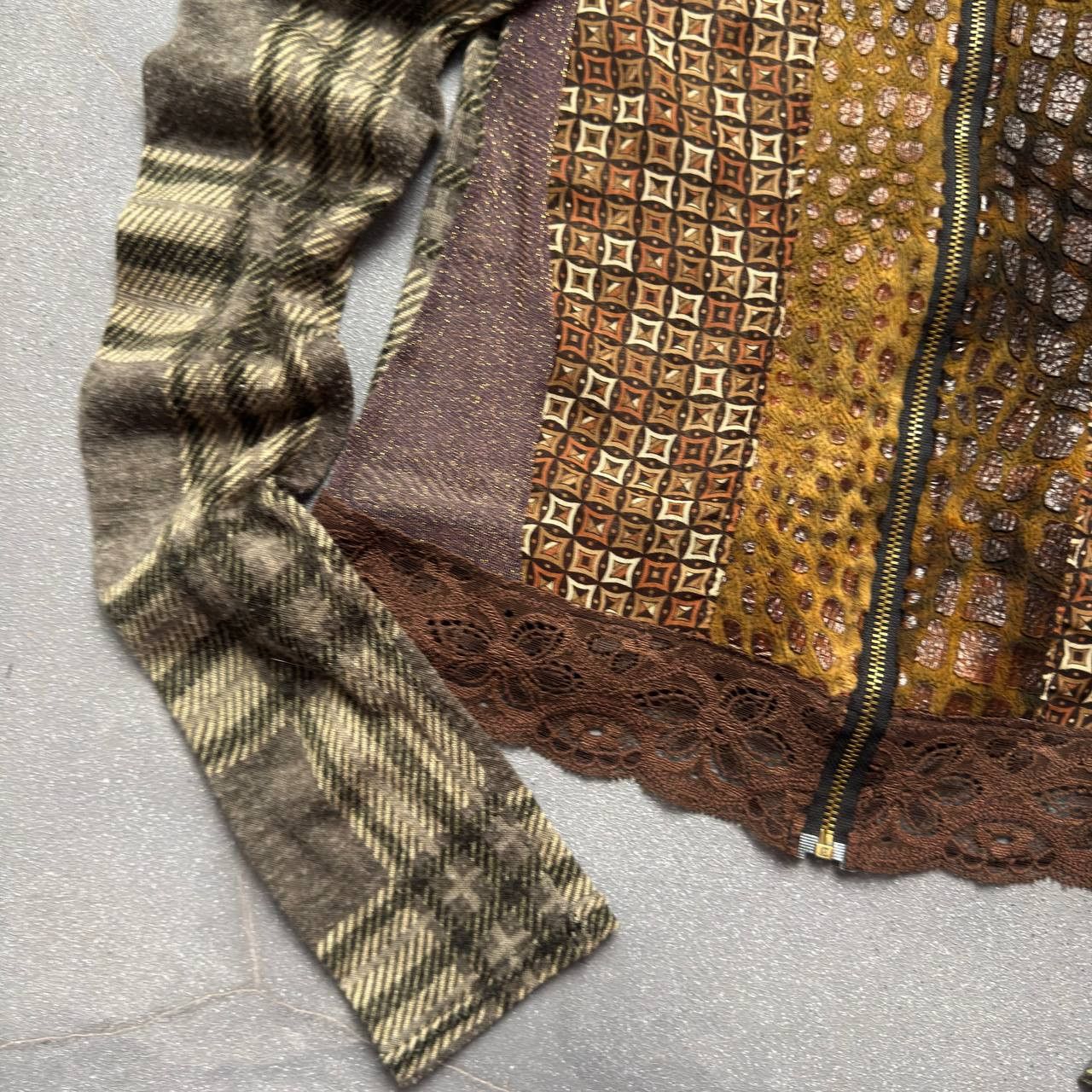 Japanese Brand × Vintage Vintage Asymmetrical Patchwork Zip Jacket Size M / US 6-8 / IT 42-44 - 5 Thumbnail