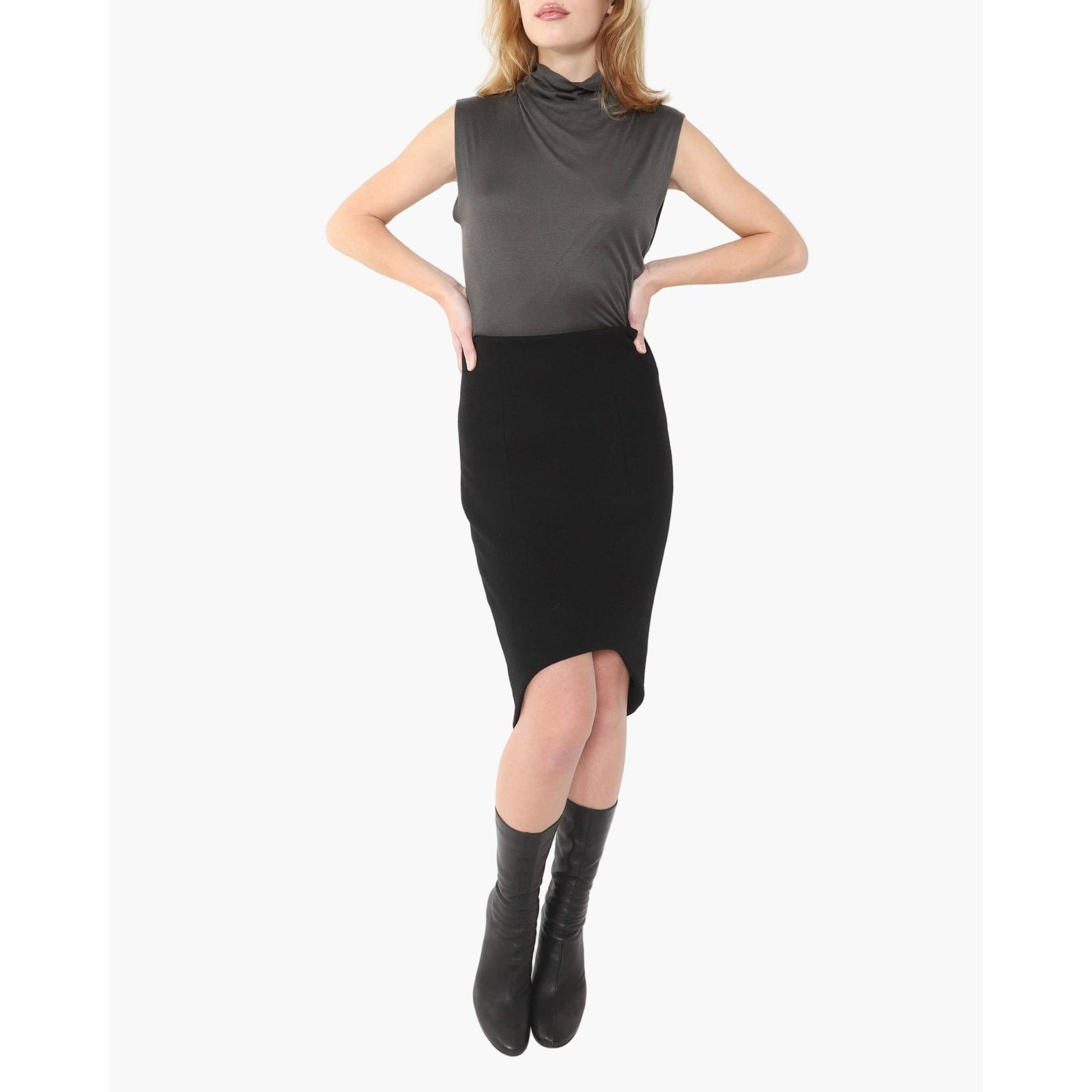 Haider Ackermann FW14 Asymmetrical Pencil Skirt in Black Wool Size 28" / US 6 / IT 42 - 1 Thumbnail
