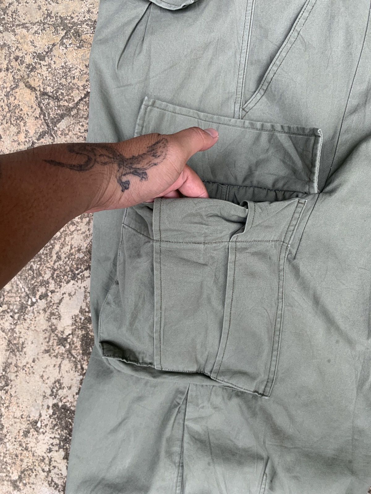 Japanese Brand China Crying Center Green Army Baggy Baloon Canvas Pants Size US 36 / EU 52 - 6 Thumbnail