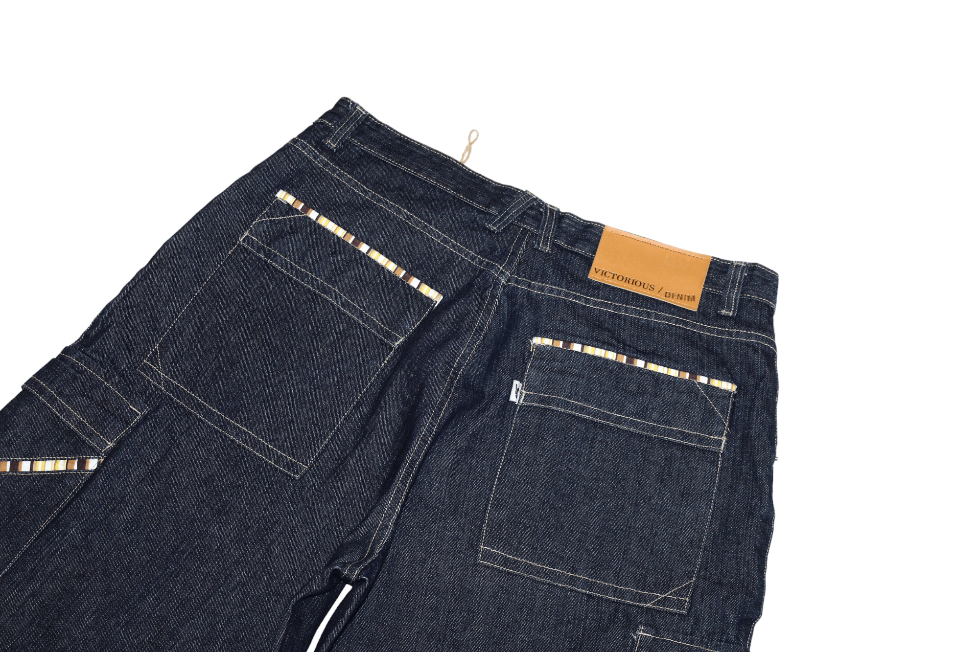 Japanese Brand VTG 🔥 Victorious Linen-Cotton Raw Denim Cargo Baggy Jeans Size US 36 / EU 52 - 13 Thumbnail