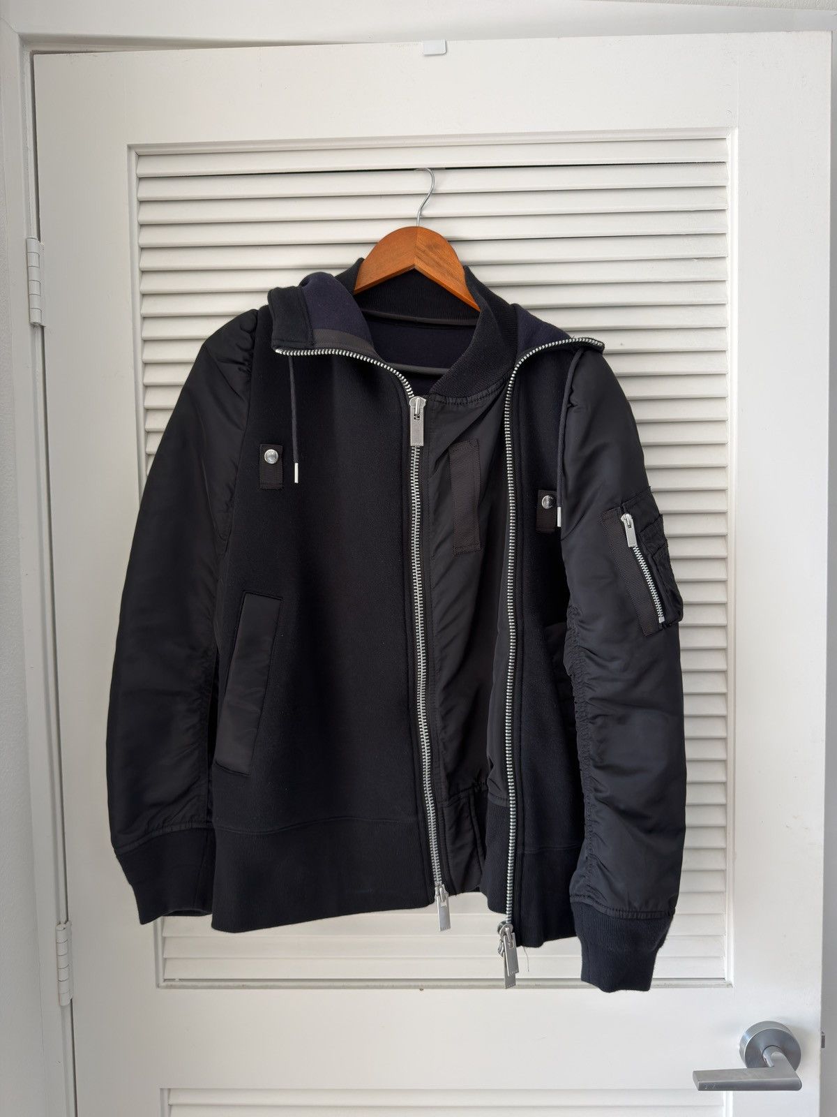 Sacai Black Sacai nylon twill sponge blouson ZipUp Jacket Size US S / EU 44-46 / 1 - 4 Thumbnail