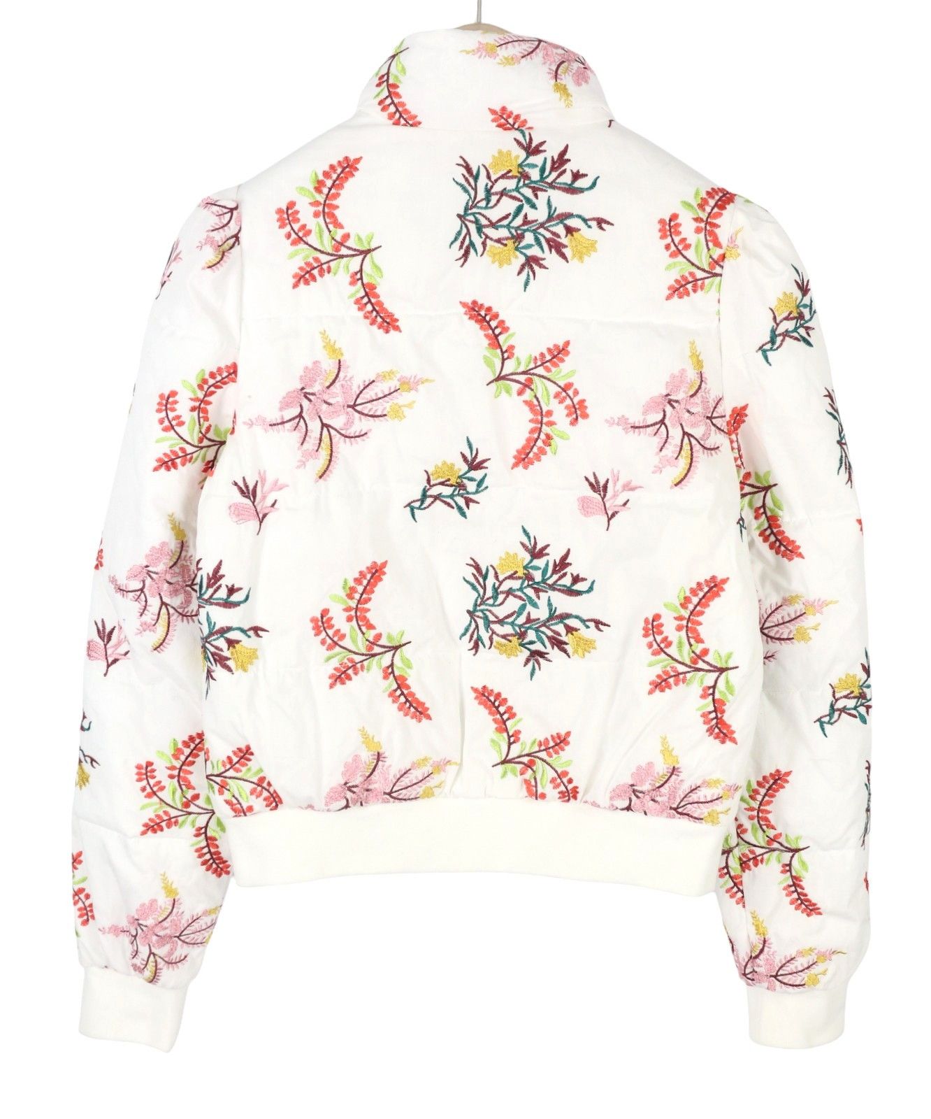 Desigual PADDED NICOLE XS White Embroidered Leafs Jacket 88711 Size XS / US 0-2 / IT 36-38 - 4 Thumbnail