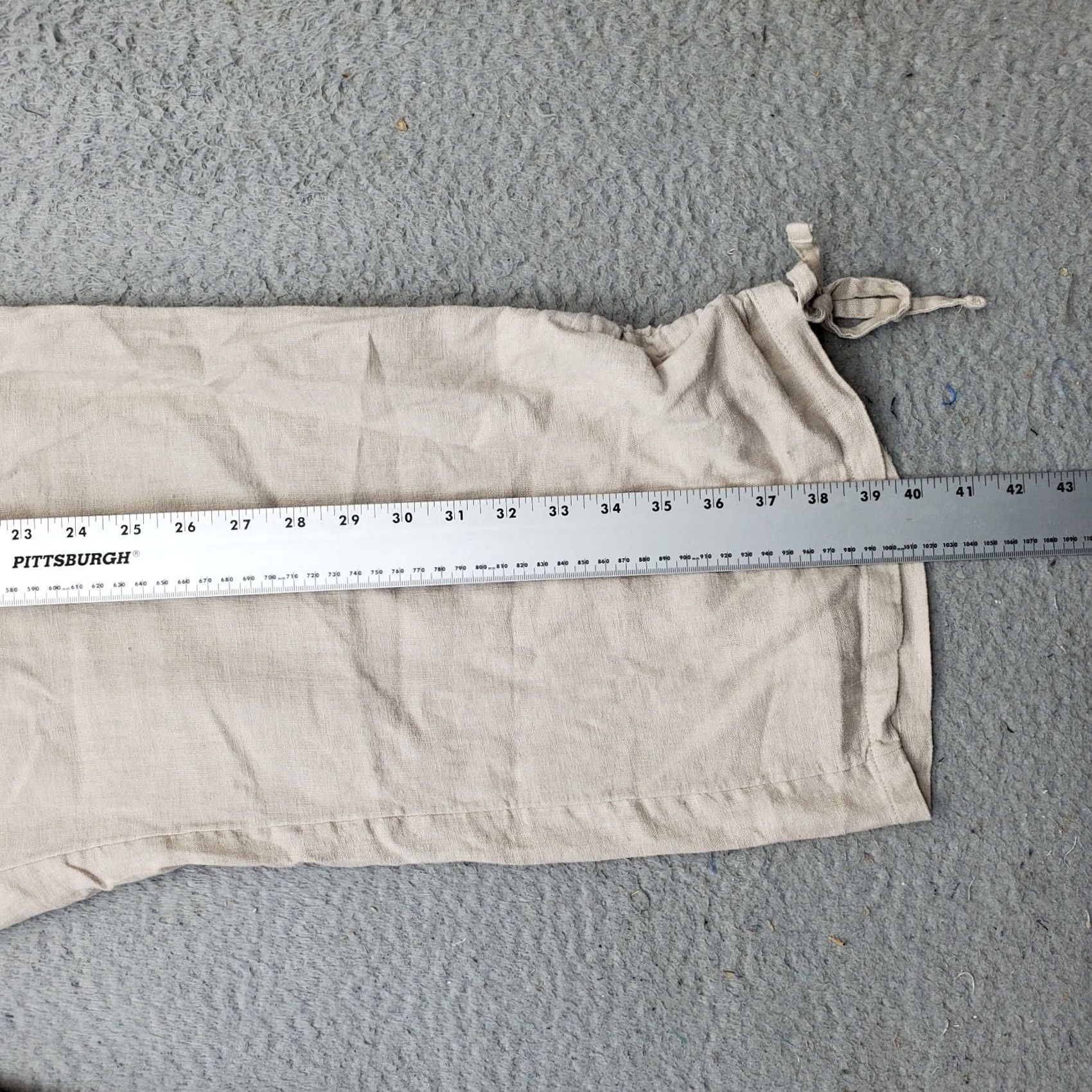 Vintage D&Co. Naturals Pants Womens XL Tan Linen Tie Ankle Elastic Waist Patch Pockets Size 40" / US 18 - 3 Thumbnail