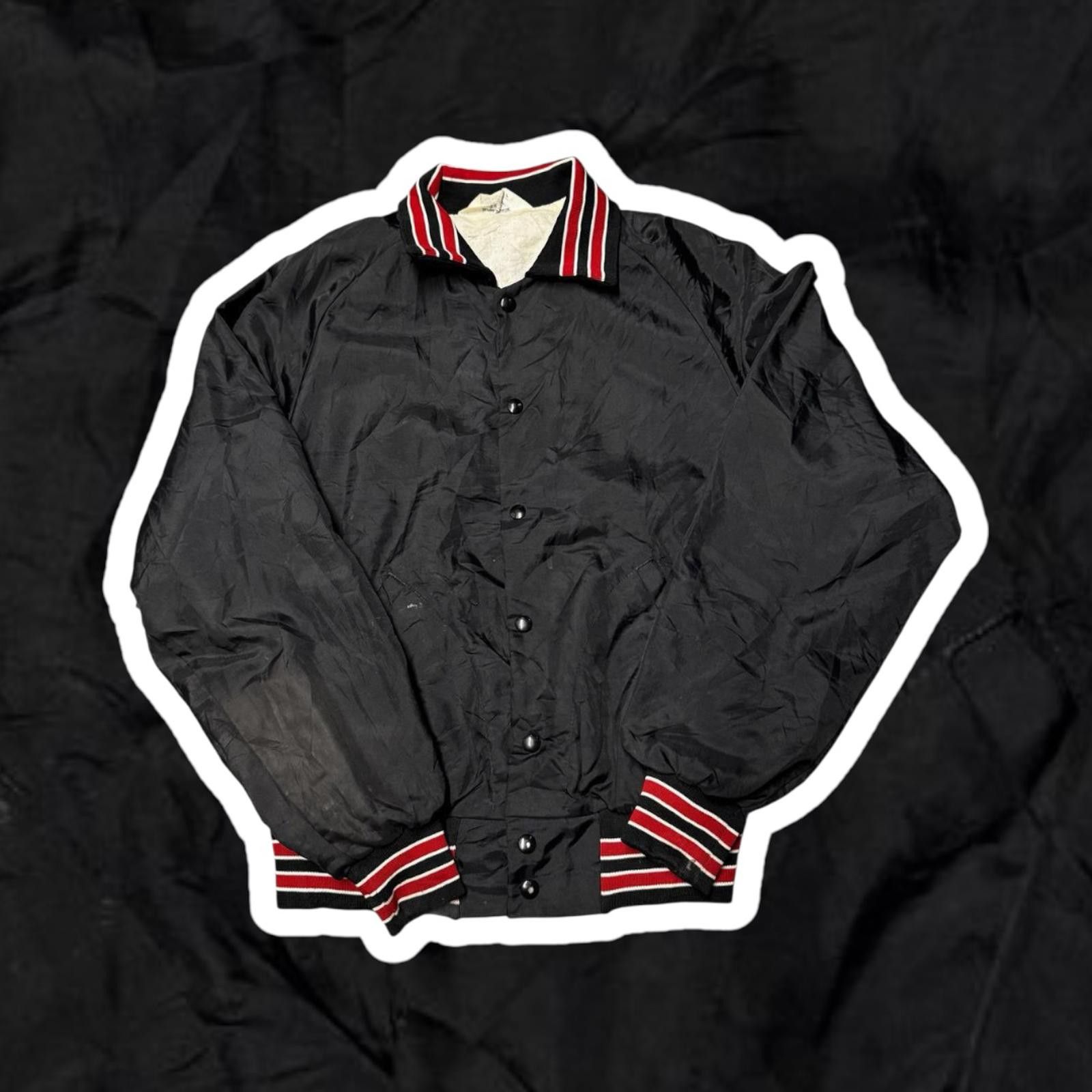 Vintage Vintage Black Satin Coach Jacket with Red Stripes Size US M / EU 48-50 / 2 - 1 Thumbnail