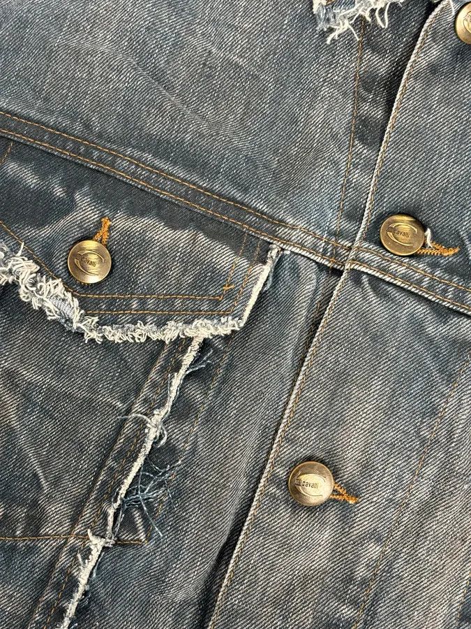Roberto Cavalli AW2003 Cavalli Blue Eroded Denim Rebel Jacket Size US L / EU 52-54 / 3 - 9 Thumbnail