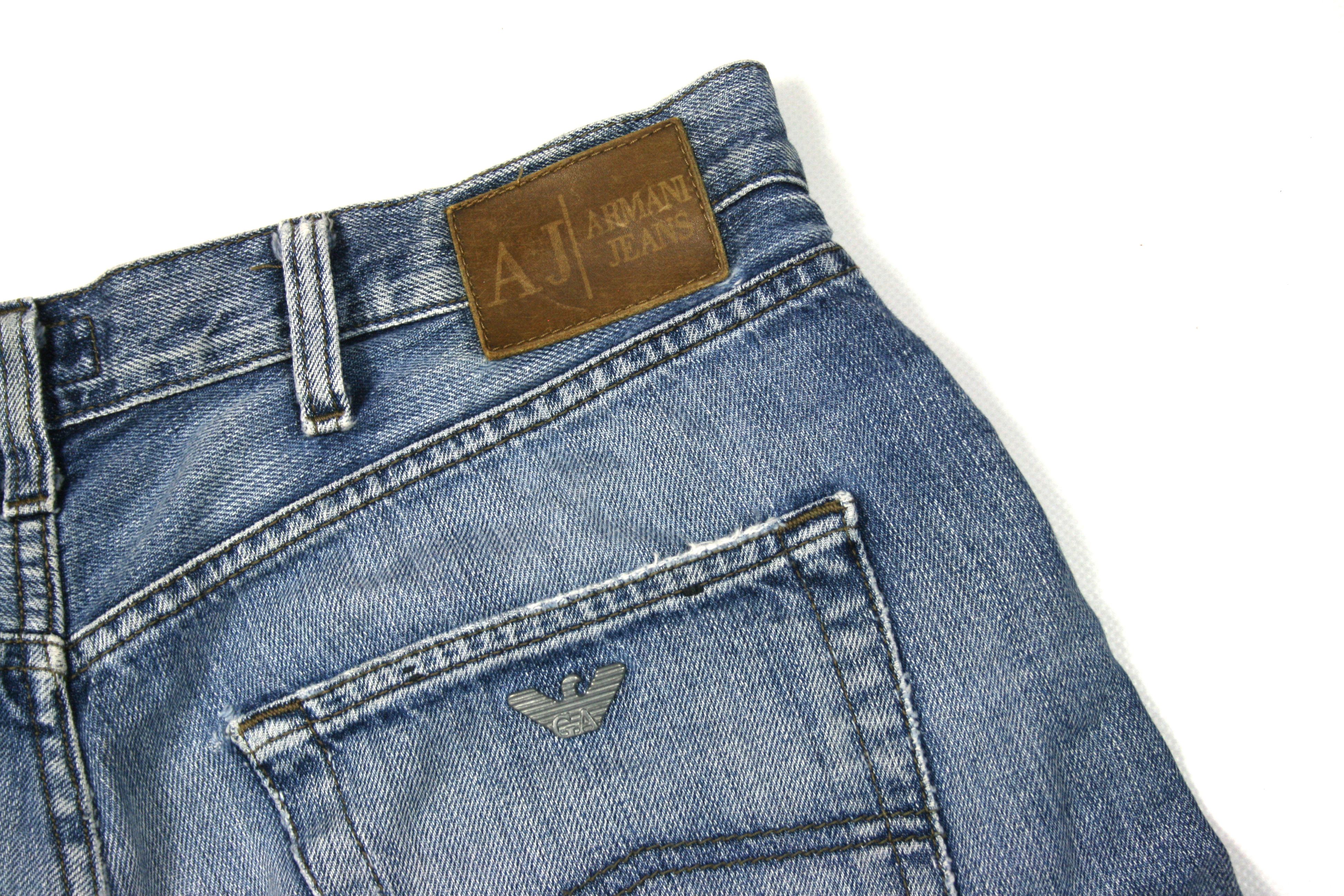 Armani 00S Metal Logo Y2K Wide Leg Indigo Jeans Vintage Size US 34 / EU 50 - 7 Thumbnail
