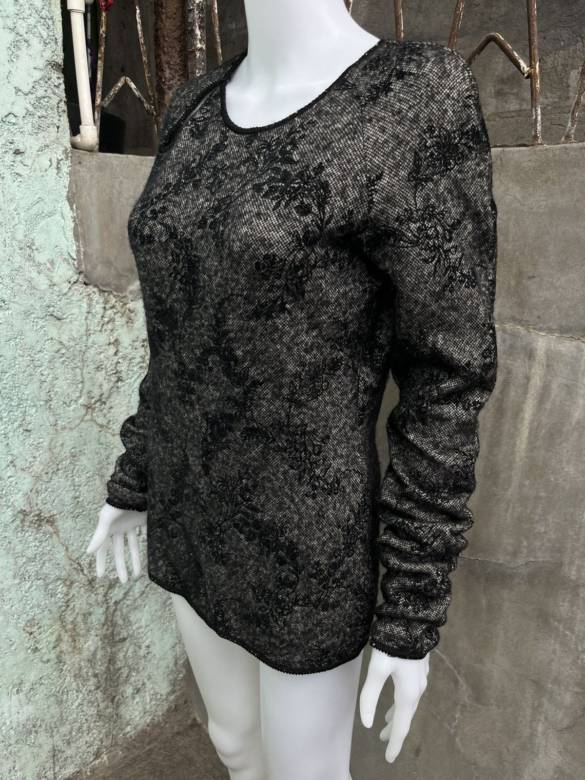 John Galliano Floral Tapestry Wool Mesh Top Size L / US 10 / IT 46 - 3 Thumbnail