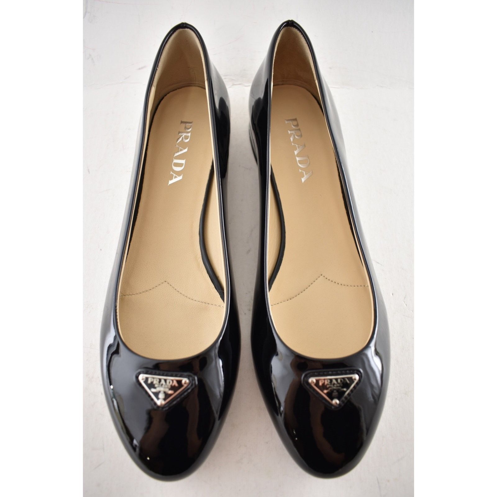 Prada Prada Black Patent Silver Logo Ballerina Ballet Flat 39.5 Size US 9.5 / IT 39.5 - 7 Thumbnail