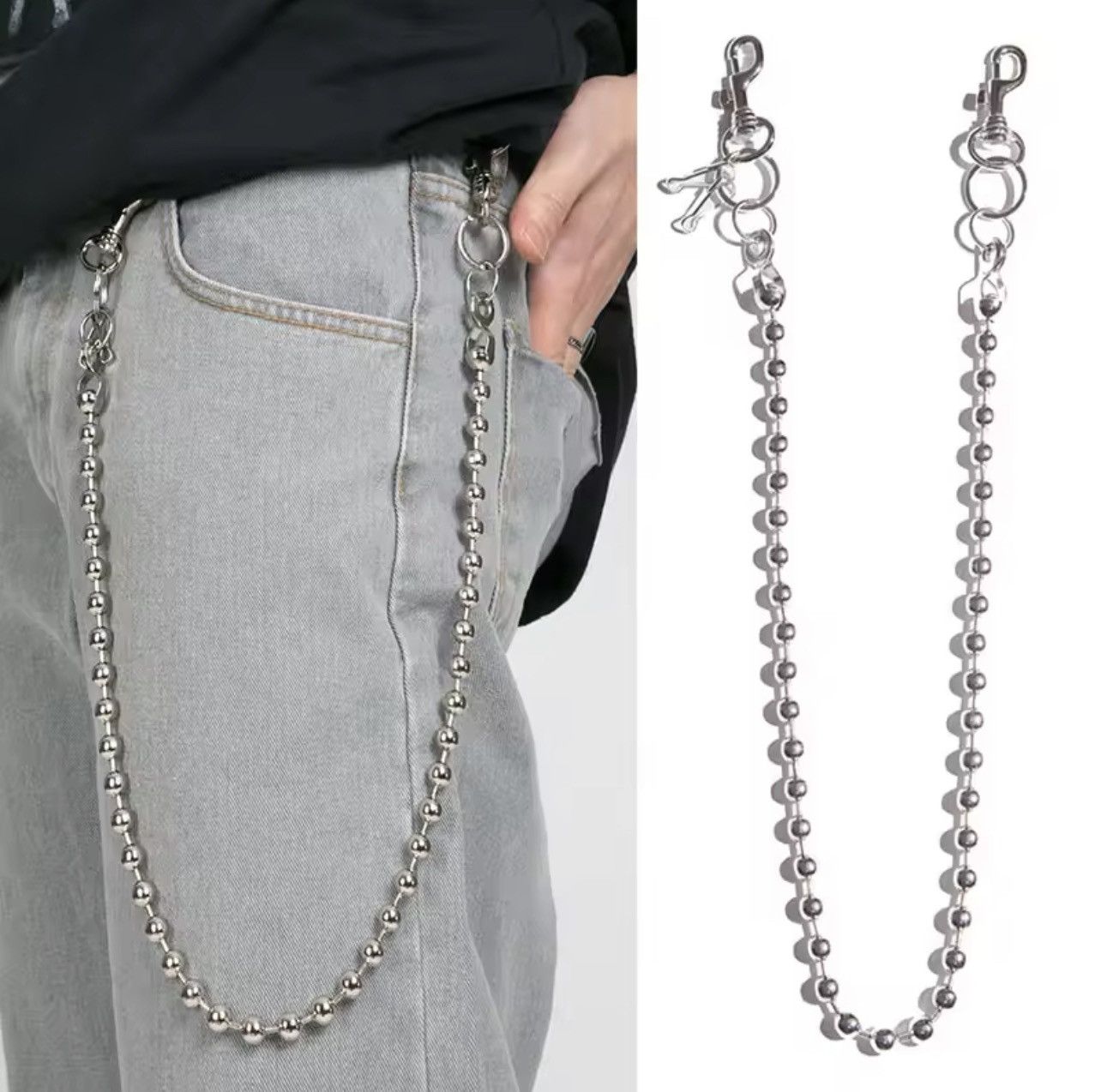 Jewelry Ball Wallet Pocket Chain in Silver, Men's