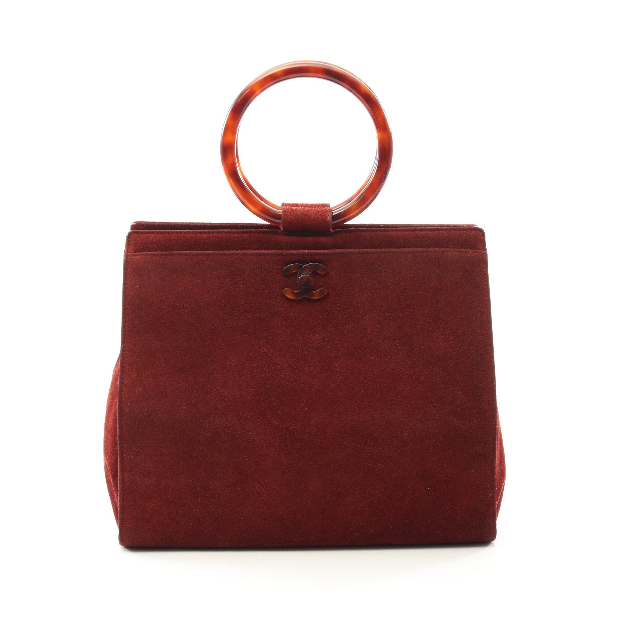 Chanel Chanel Coco Mark Handbag Suede Burgundy Brown Gold Hardware Size ONE SIZE - 1 Thumbnail