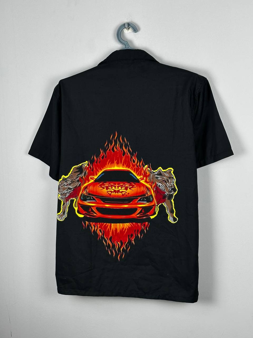 Japanese Brand Japanese Black Avant Garde Flames Dogs Car Shirt Size US M / EU 48-50 / 2 - 6 Thumbnail