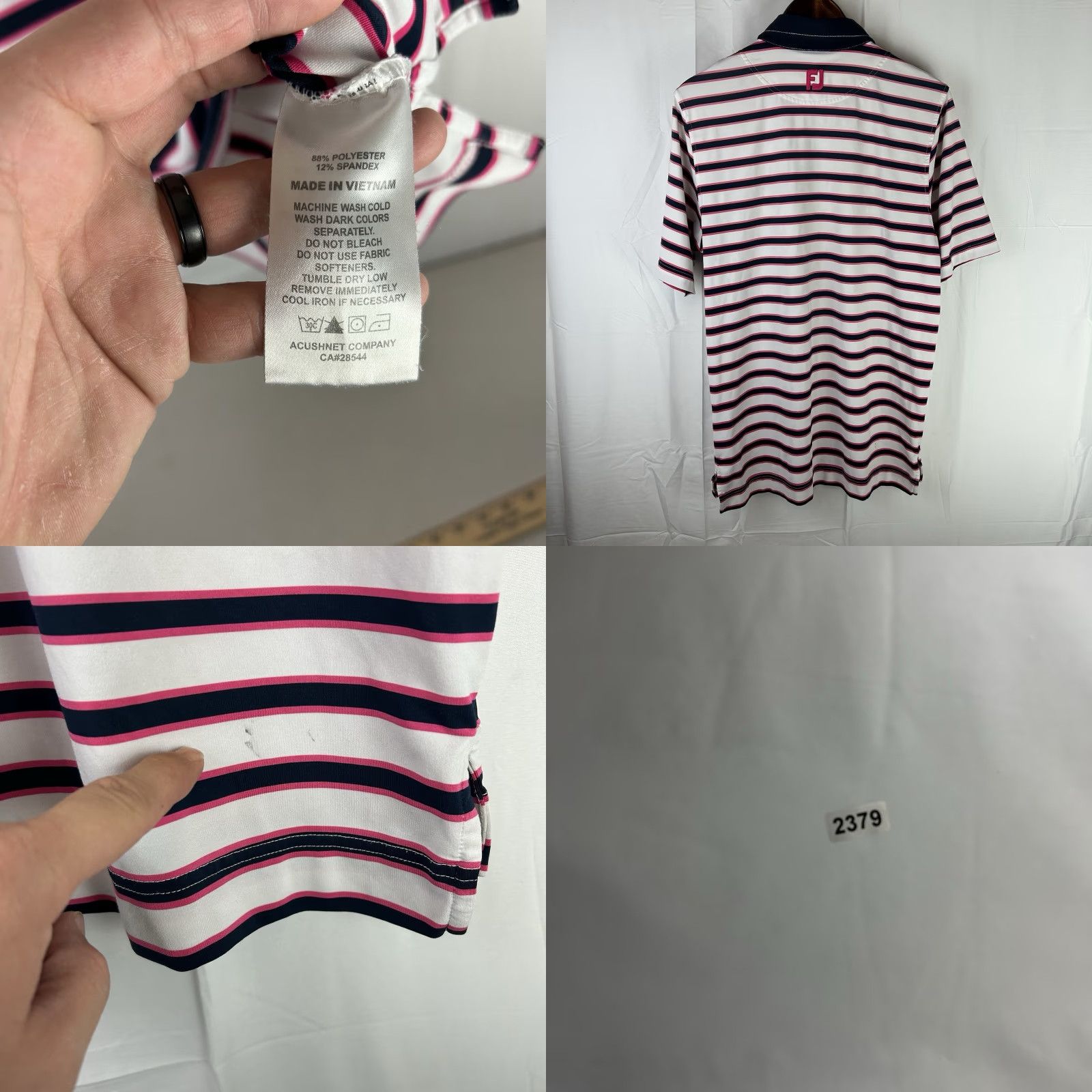 Footjoy FootJoy FJ Golf Stretch Polo Striped Short Sleeve Shirt Mens Medium Size US M / EU 48-50 / 2 - 8 Thumbnail