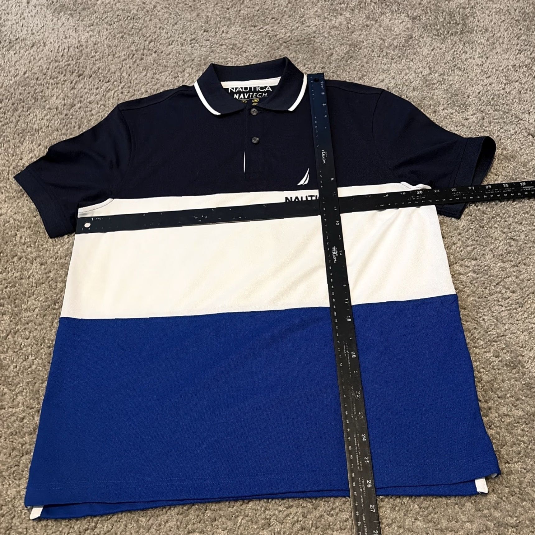 Nautica Nautica NavTech Color Block Polo Collared Shirt Adult Small White Black Blue Colorblock Mens Polo S Size US S / EU 44-46 / 1 - 4 Thumbnail